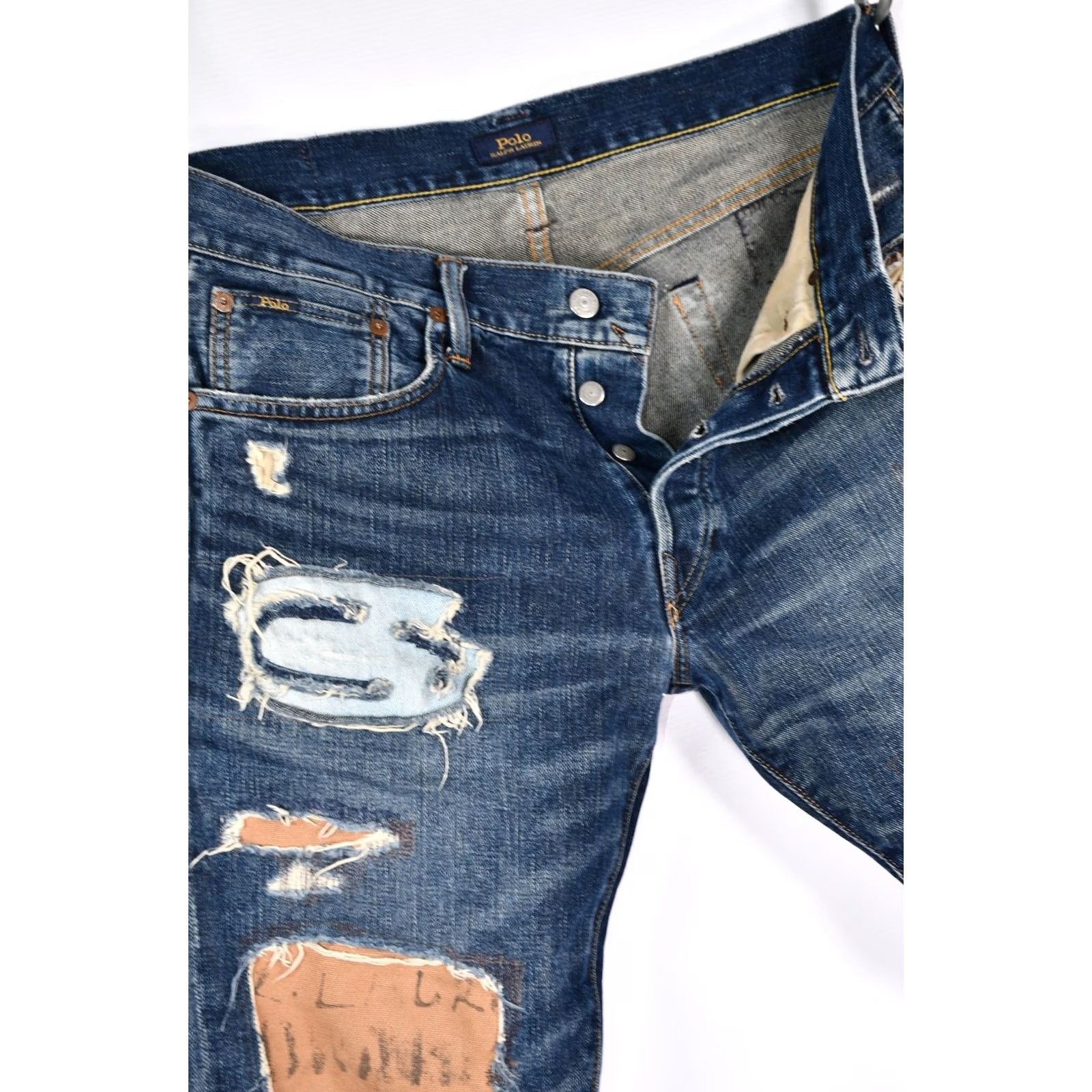 Polo Ralph Lauren Polo Ralph Lauren Sullivan Slim Patches Distressed Jeans W32 L30 Men Jeans 5-Pocket Blue 100% Cotton Vintage No Size US XS / EU 42 / 0 - 5 Thumbnail