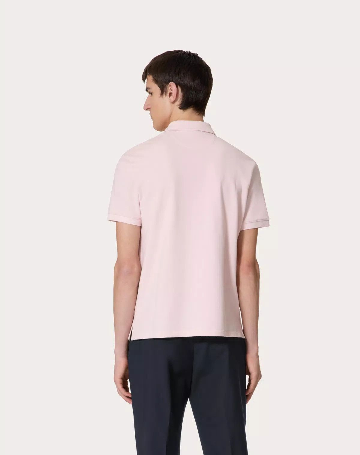 Valentino oc11z0725 Cotton Pique Polo Shirt in Grey/Rose Size US M / EU 48-50 / 2 - 6 Thumbnail