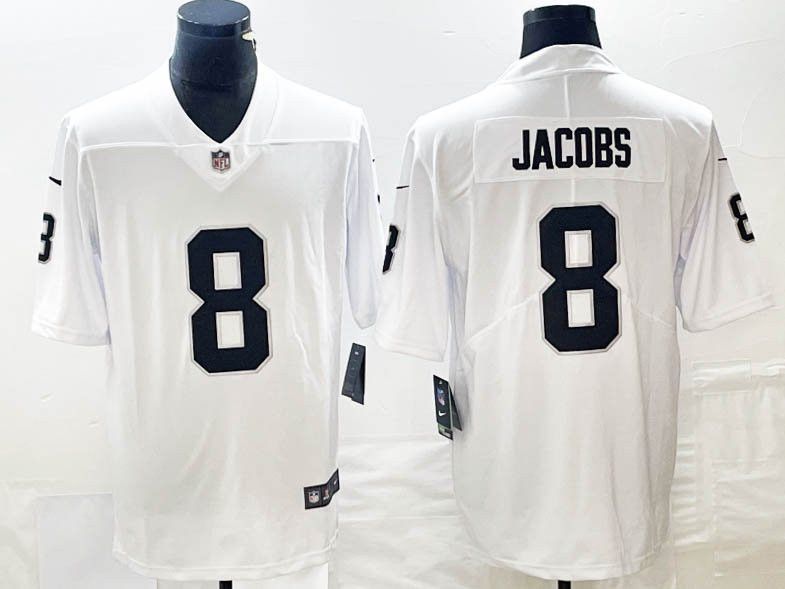 Custom Men Las Vegas Raiders 8 Josh Jacobs White 2023 Jersey | Grailed