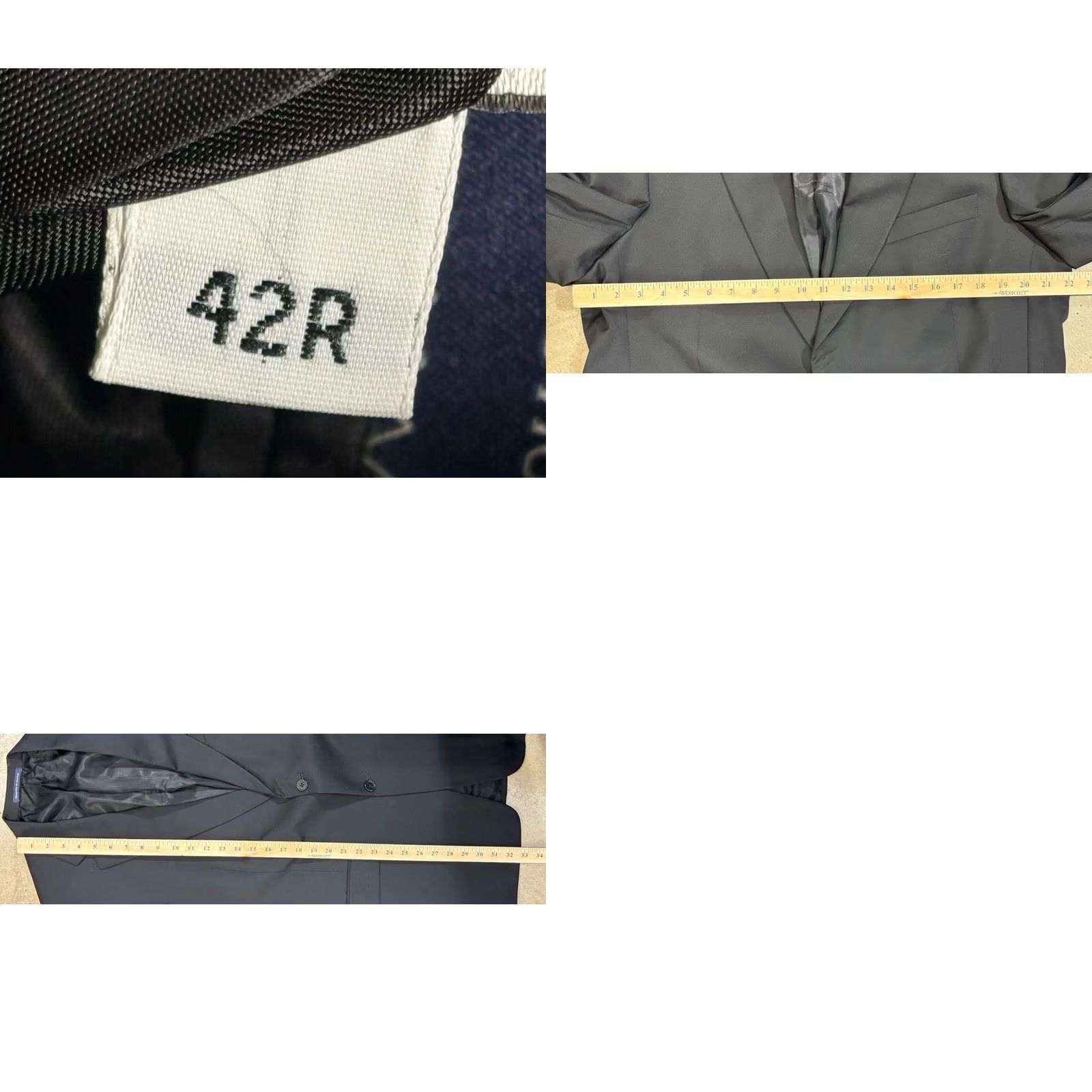 Cremieux Daniel Cremieux Blazer Sport Coat Jacket 42 R Black Wool Two-Button Notch Lapel Single-Breasted Classic Business Mens Size 42R - 8 Thumbnail