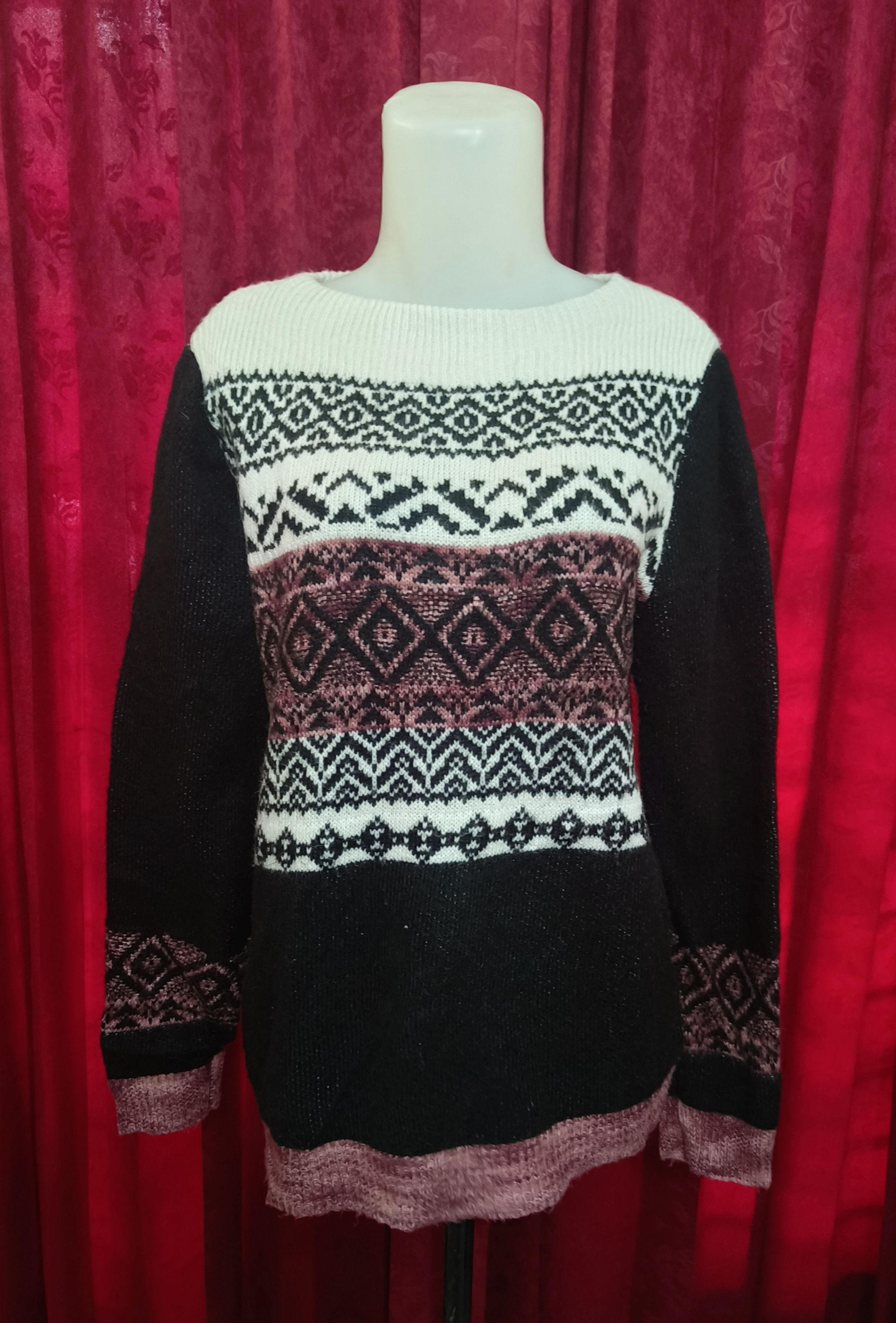 Other Vintage 90s WESTPORT Women's Ethnic Striped Knit Sweater Size L / US 10 / IT 46 - 8 Thumbnail