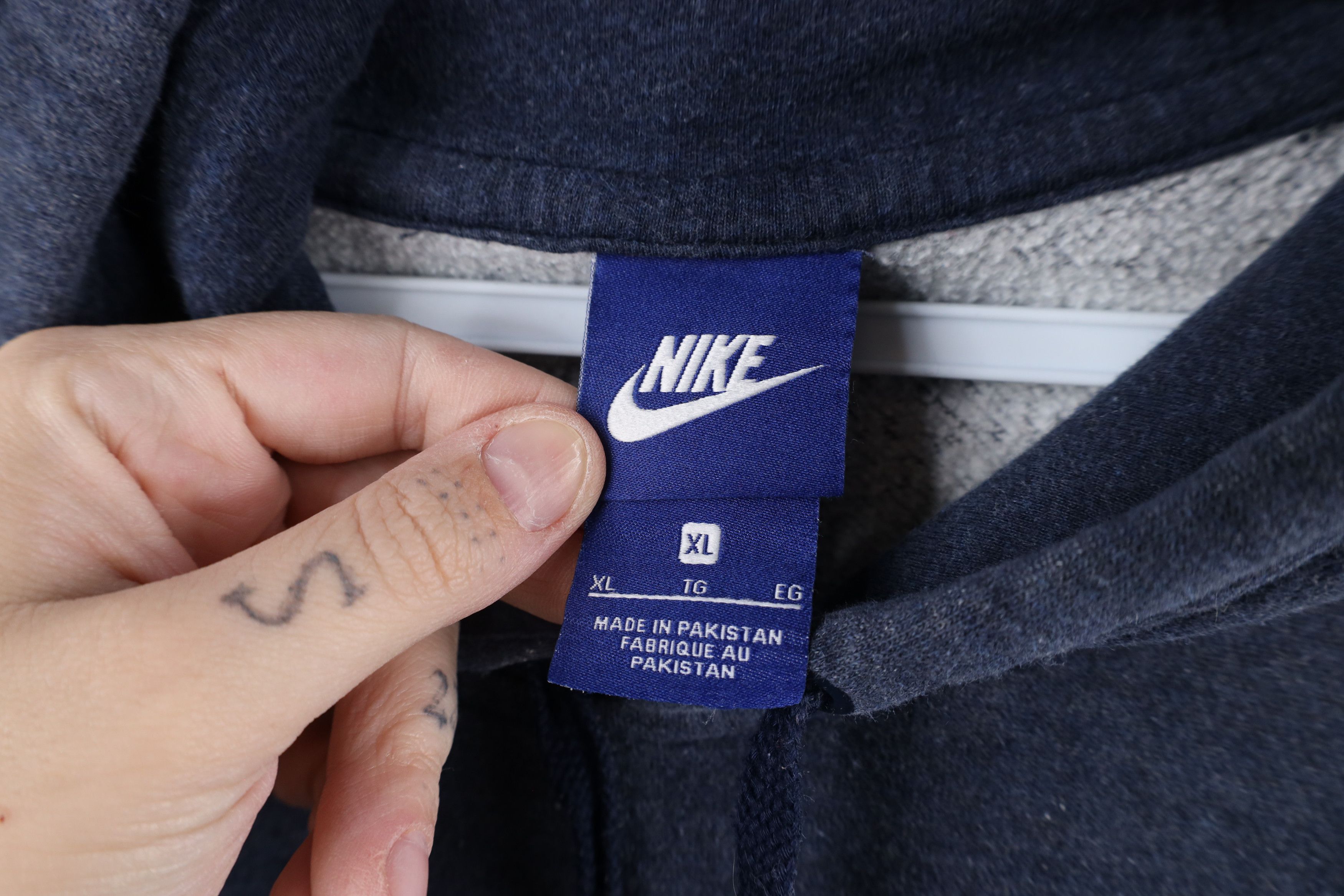 Nike × Vintage Vintage Nike Mini Swoosh Hoodie Sweatshirt Heather Blue Size US XL / EU 56 / 4 - 7 Thumbnail