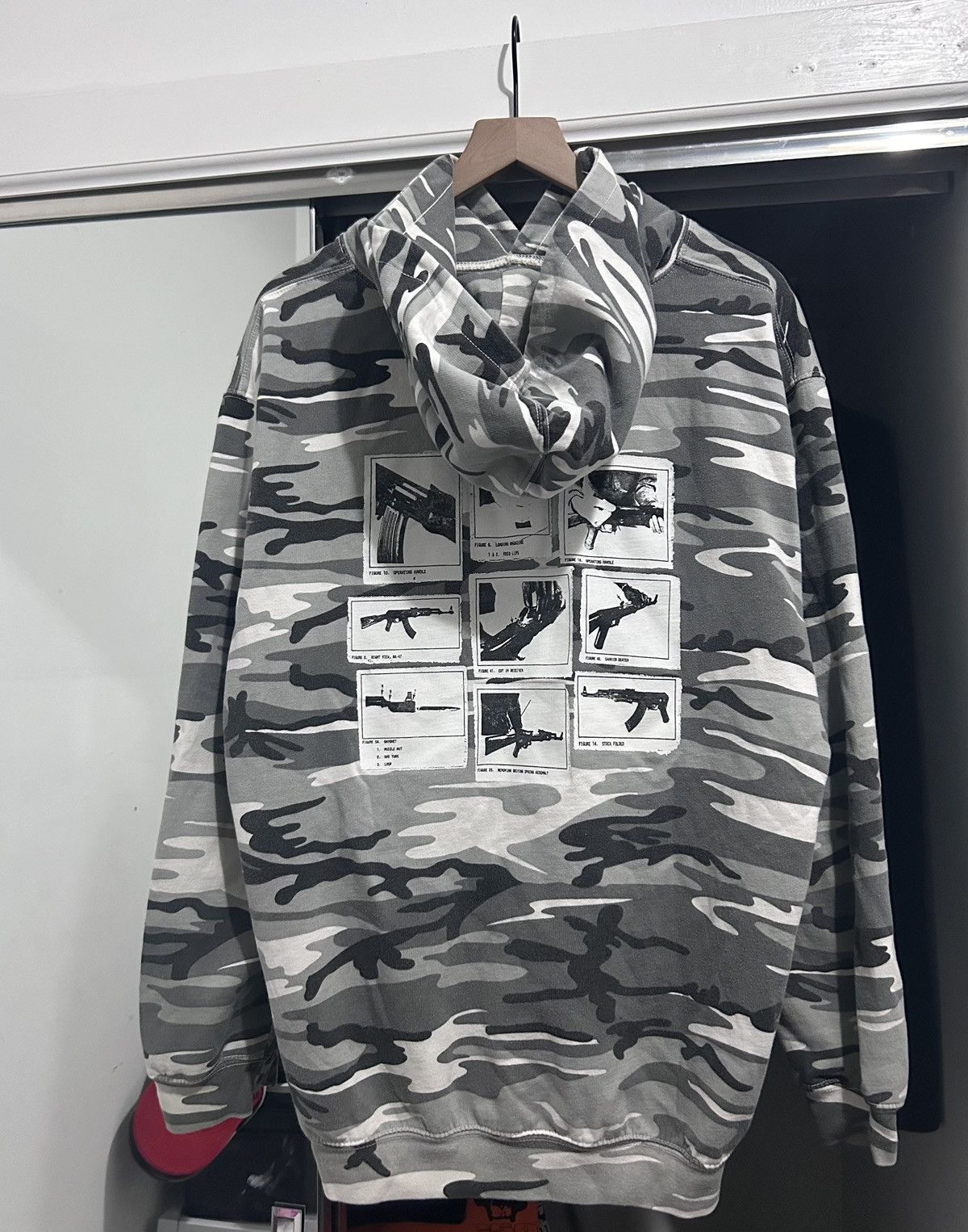 image of G59 Records x Pouya Uicideboy Merch G59 Ak-47 Assembly Hoodie in White Camo, Men's (Size XL)