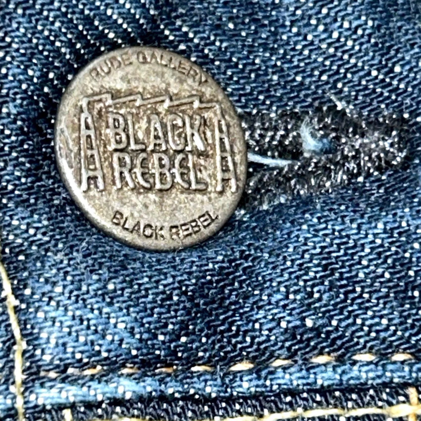 Denime Rude Gallery Black Rebel Jeans Denim 5-Pocket Button Closure 28x32 Men’s Regular Straight Black Dark Wash Vintage No Size US 28 / EU 44 - 4 Thumbnail