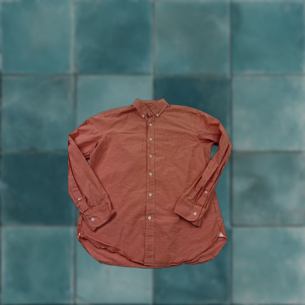 J.Crew J.Crew Shirt Mens Medium Orange Gingham Button-Down Long Sleeve Cotton Size US M / EU 48-50 / 2 - 1 Thumbnail
