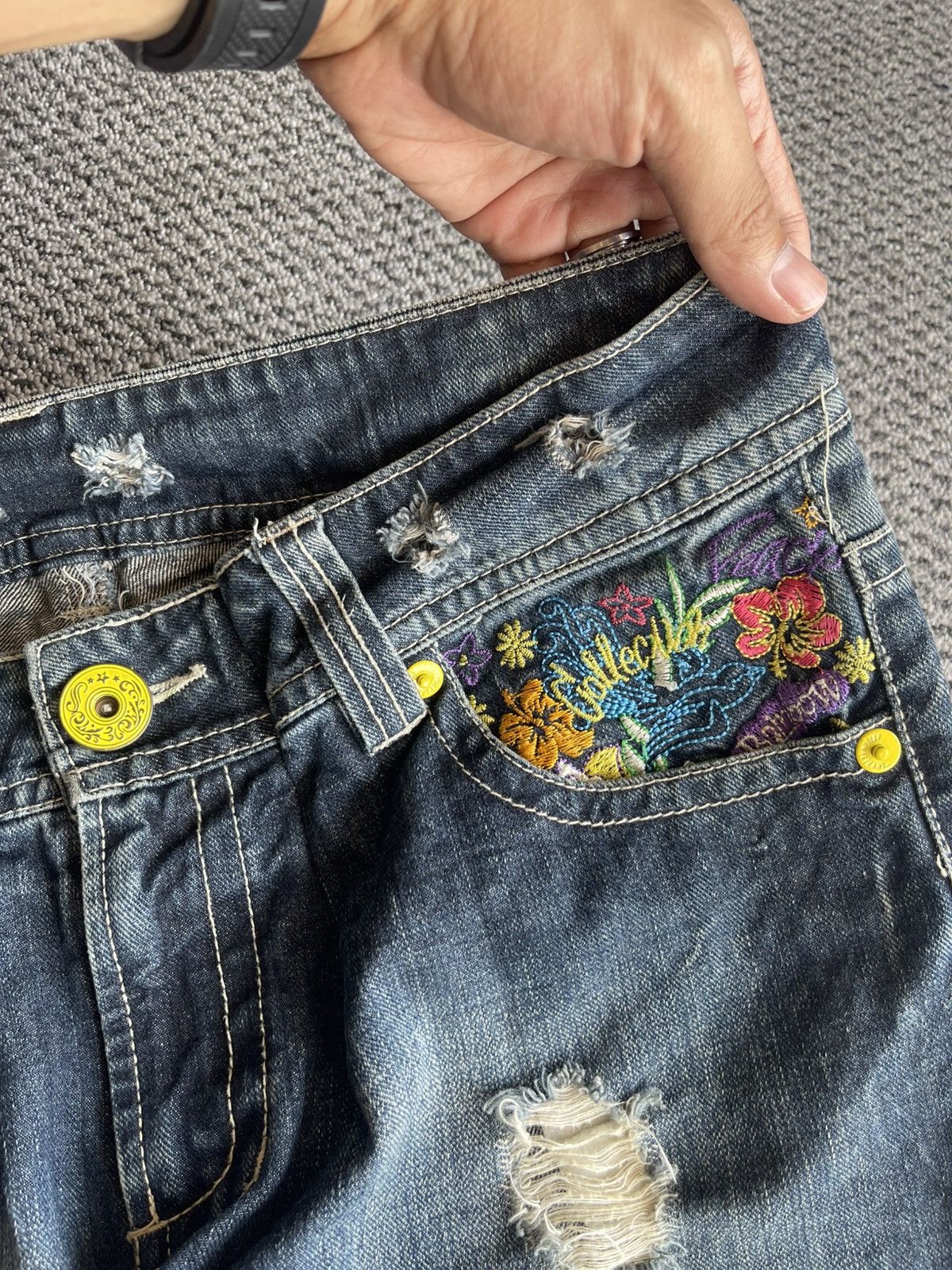 Designer × Japanese Brand Surf Hawaii Y2K Jeans Embroidery Floral Pocket Size US 34 / EU 50 - 13 Thumbnail