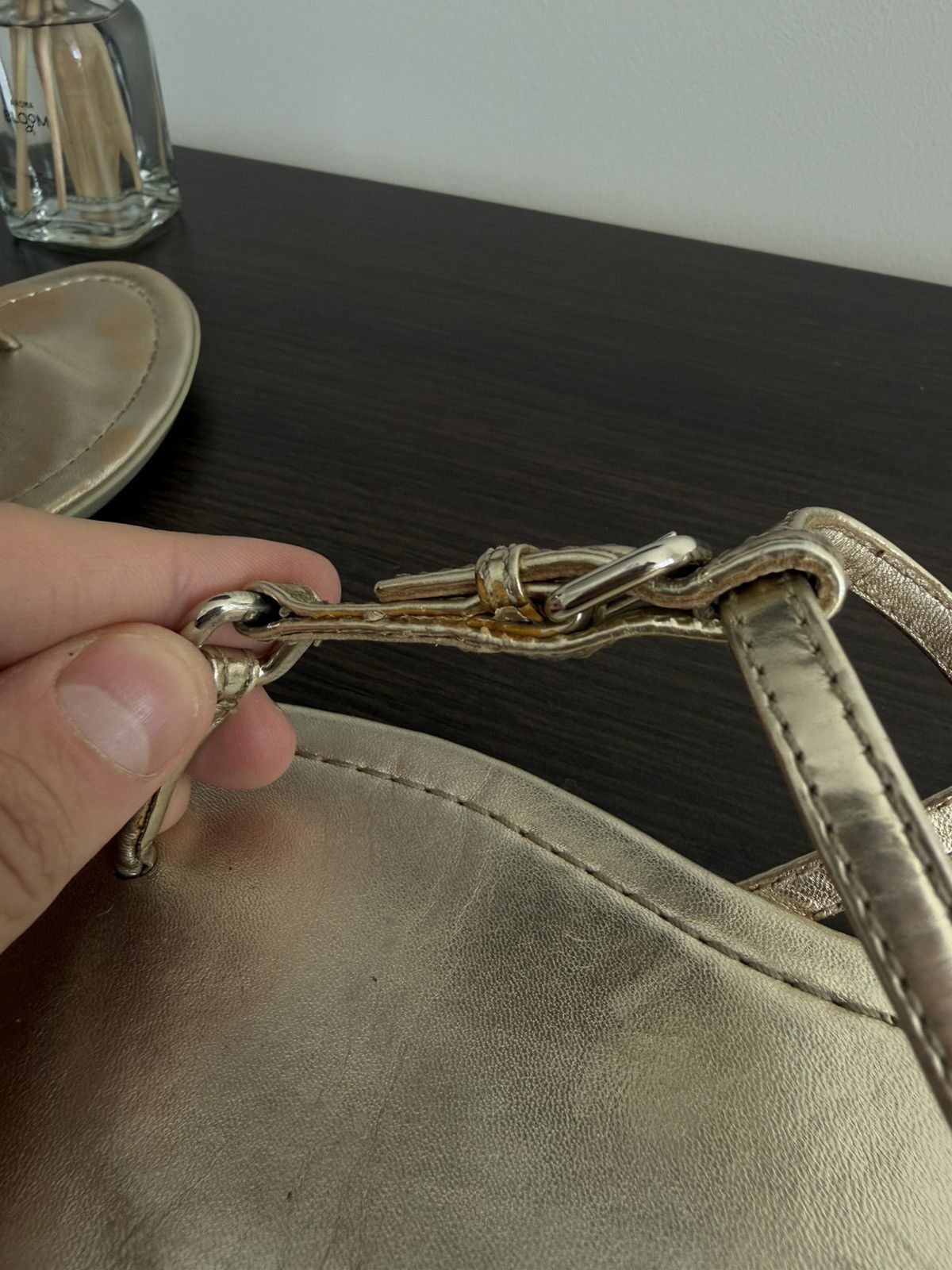 Prada Prada gold Metallic Leather Thong Sandals Size 38 Size US 8 / IT 38 - 22 Thumbnail