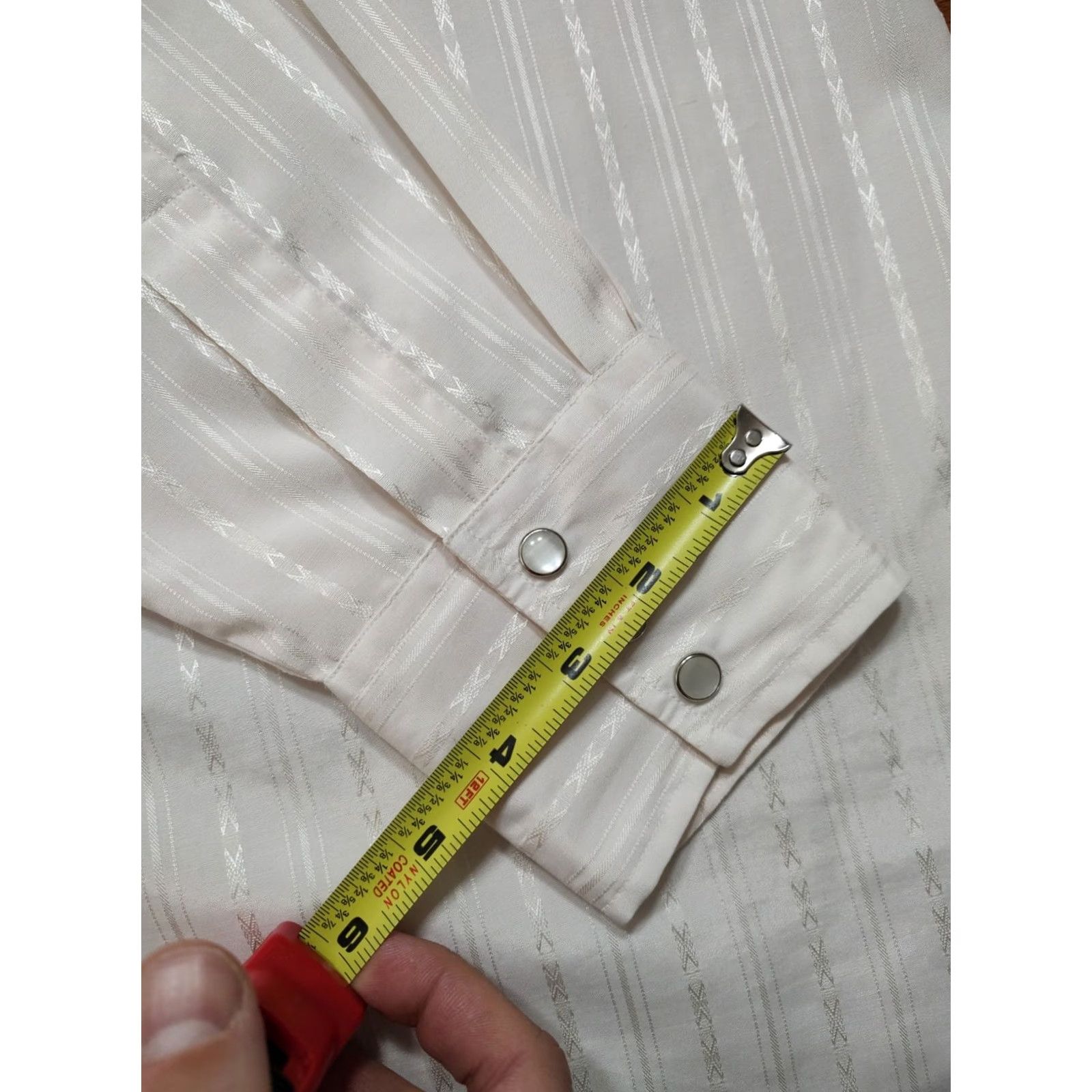 Wrangler VINTAGE Wrangler Shirt Men XLT Beige Long Sleeve Western Pearl Snap Striped Cowboy Retro Western Shirt Size US XL / EU 56 / 4 - 7 Thumbnail