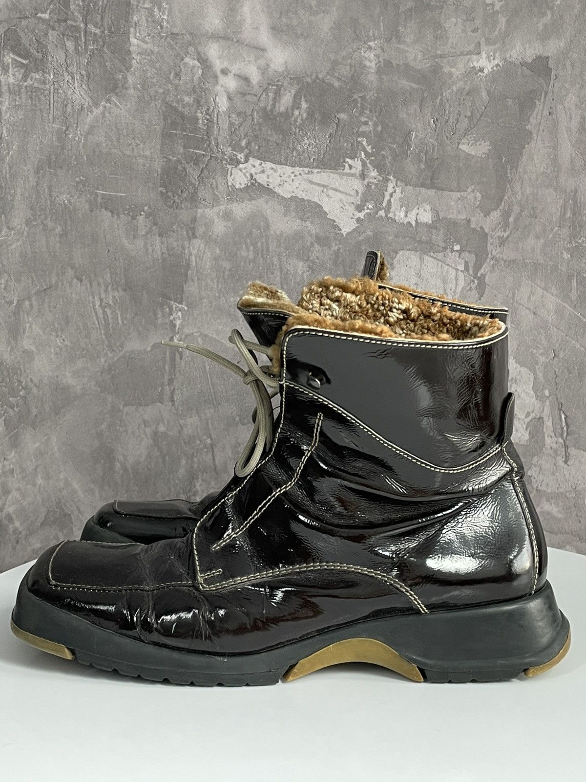 20471120 Vintage Y2K Faux Fur Glamour Bright Prada Style boots Size US 10 / IT 40 - 6 Thumbnail