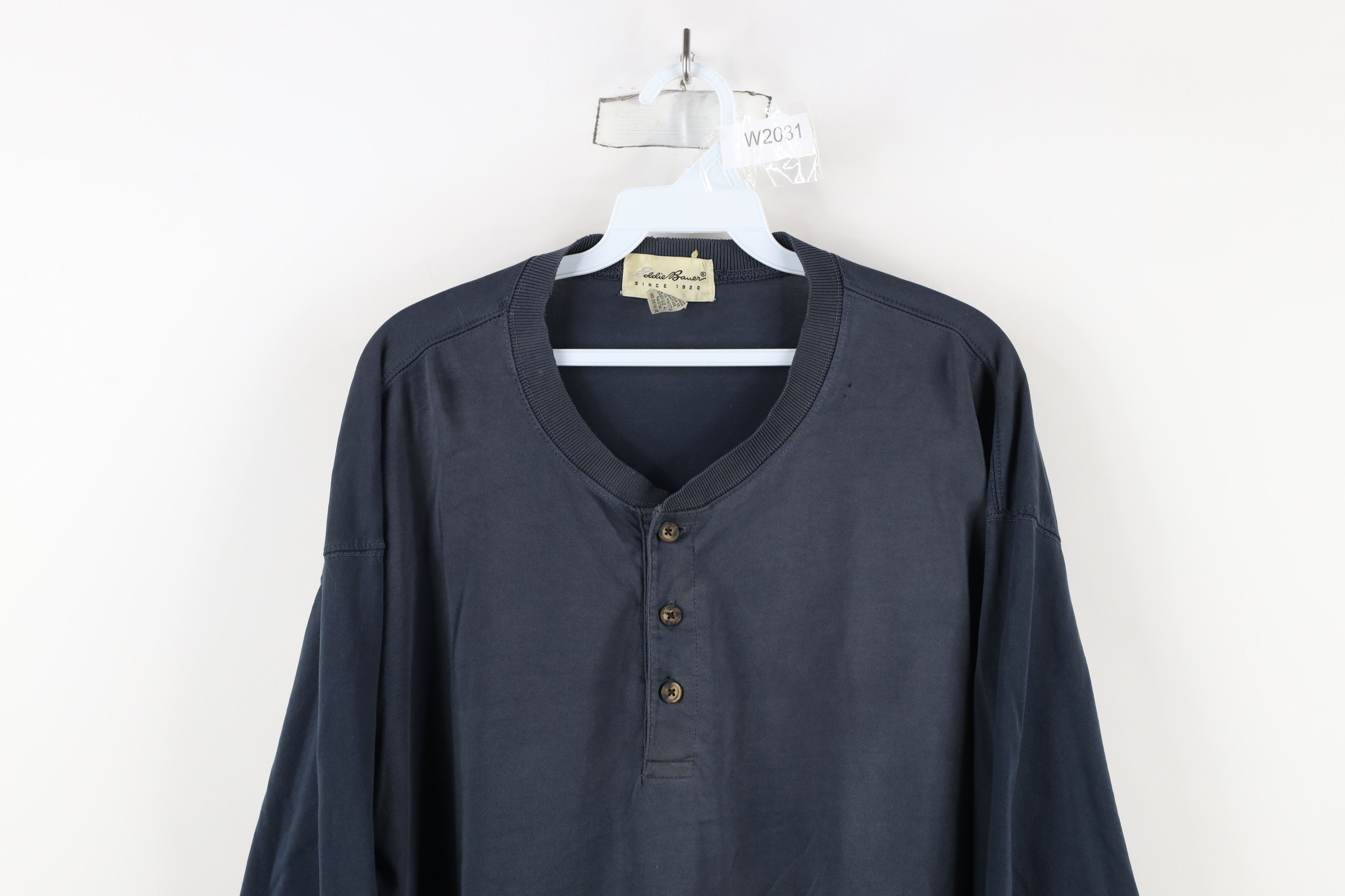 Eddie Bauer × Vintage Vintage 90s Eddie Bauer Long Sleeve Henley T-Shirt Blue Size US XL / EU 56 / 4 - 2 Thumbnail