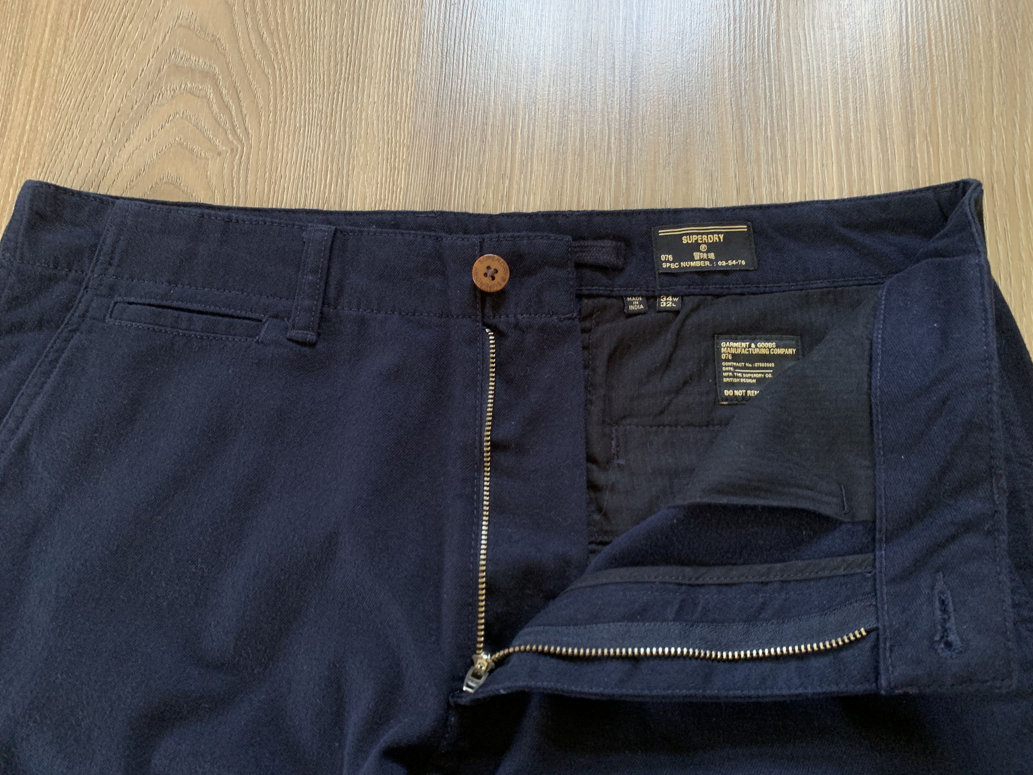 Superdry Superdry Navy Blue Cotton Chino Pants Size US 34 / EU 50 - 5 Thumbnail
