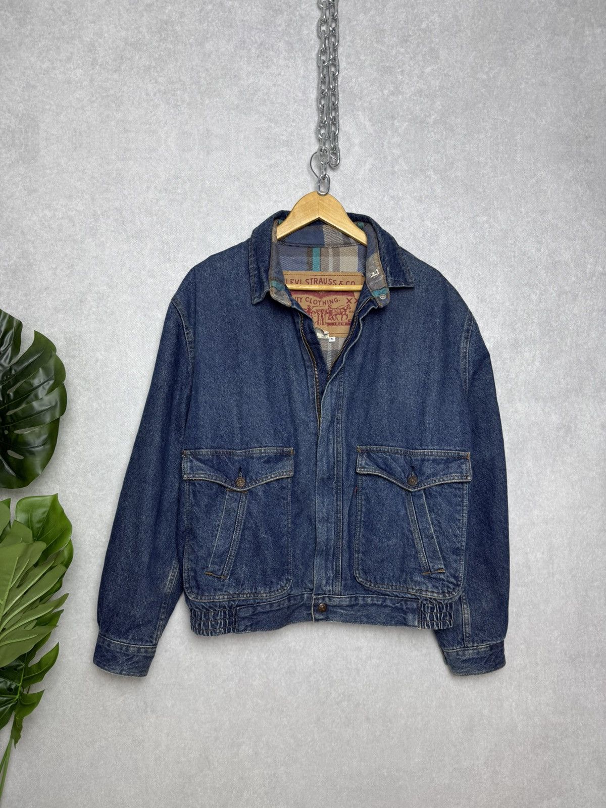 Vintage 80s Levi's Denim Jacket Blanket Lined Zip Jeans M
