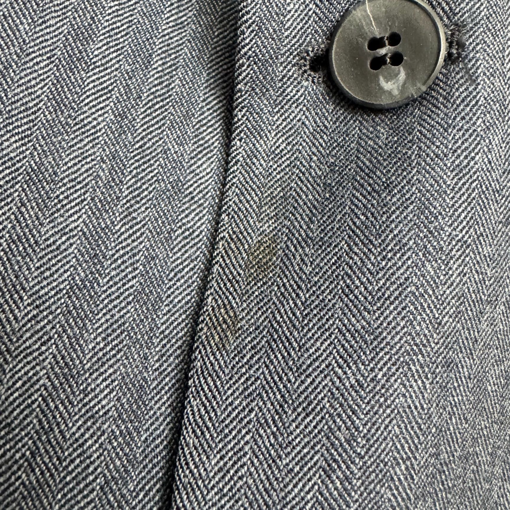 Lanvin VINTAGE Lanvin Barneys NY Wool Blazer Jacket Men Gray Herringbone Notch Single-Breasted 2-Button Dry Clean Only Regular-Fit Chest 40 Size 40R - 4 Thumbnail