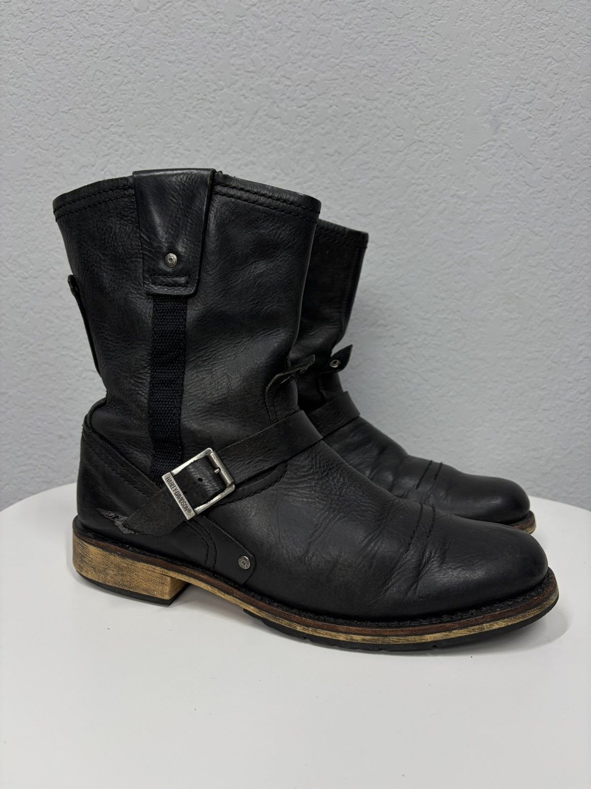 If Six Was Nine Vintage Harley Davidson Guidi Style High Leather Biker Boots Size US 11 / EU 44 - 2 Thumbnail