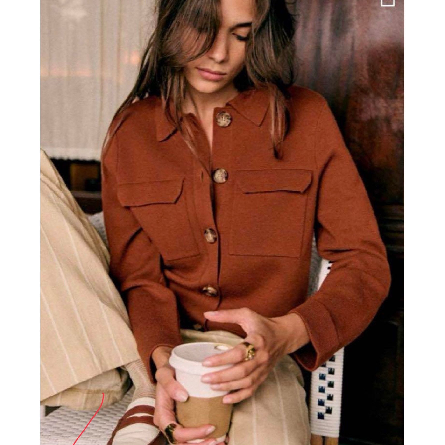Sezane Sezane Betty Cardigan sweater In Hazelnut brown Wool sz s bu Size S / US 4 / IT 40 - 1 Thumbnail