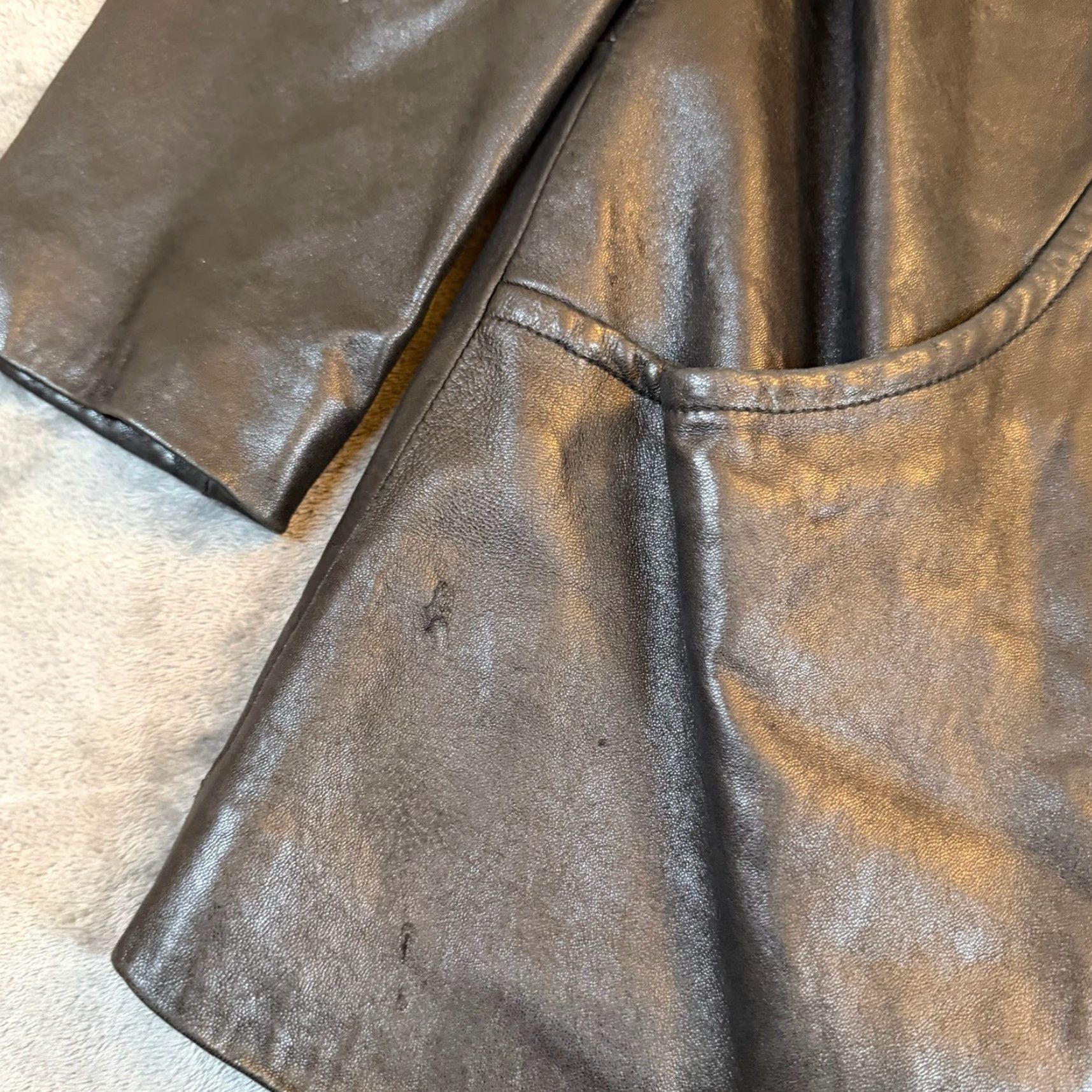Worthington VINTAGE Worthington Black Genuine Lambskin Leather Full Zip Jacket Womens Size Large Size L / US 10 / IT 46 - 3 Thumbnail