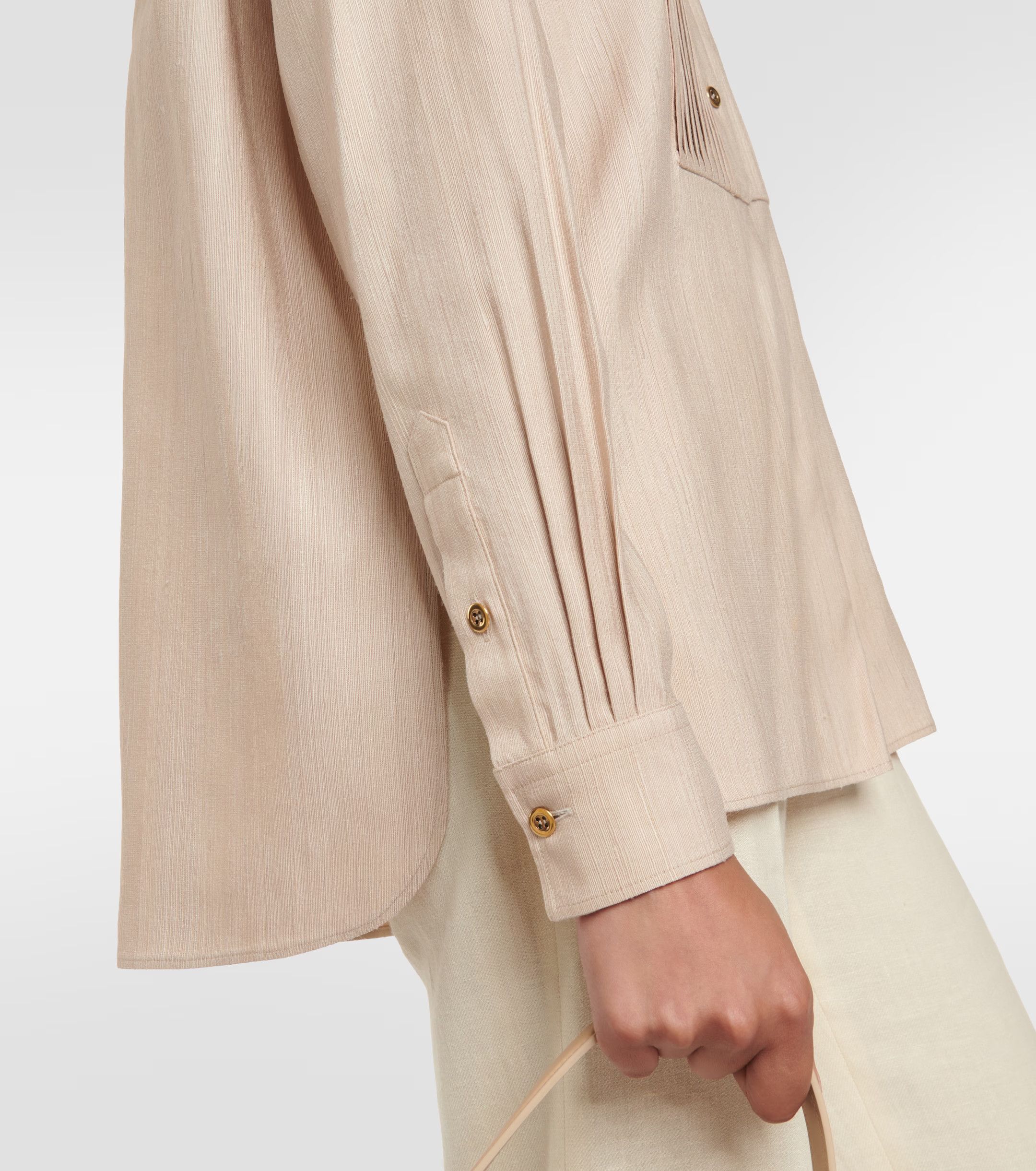Loro Piana o1srvl11e0824 Jalia Light Tussah Silk Shirt in Beige Size XXL / US 16-18 / IT 52-54 - 3 Thumbnail