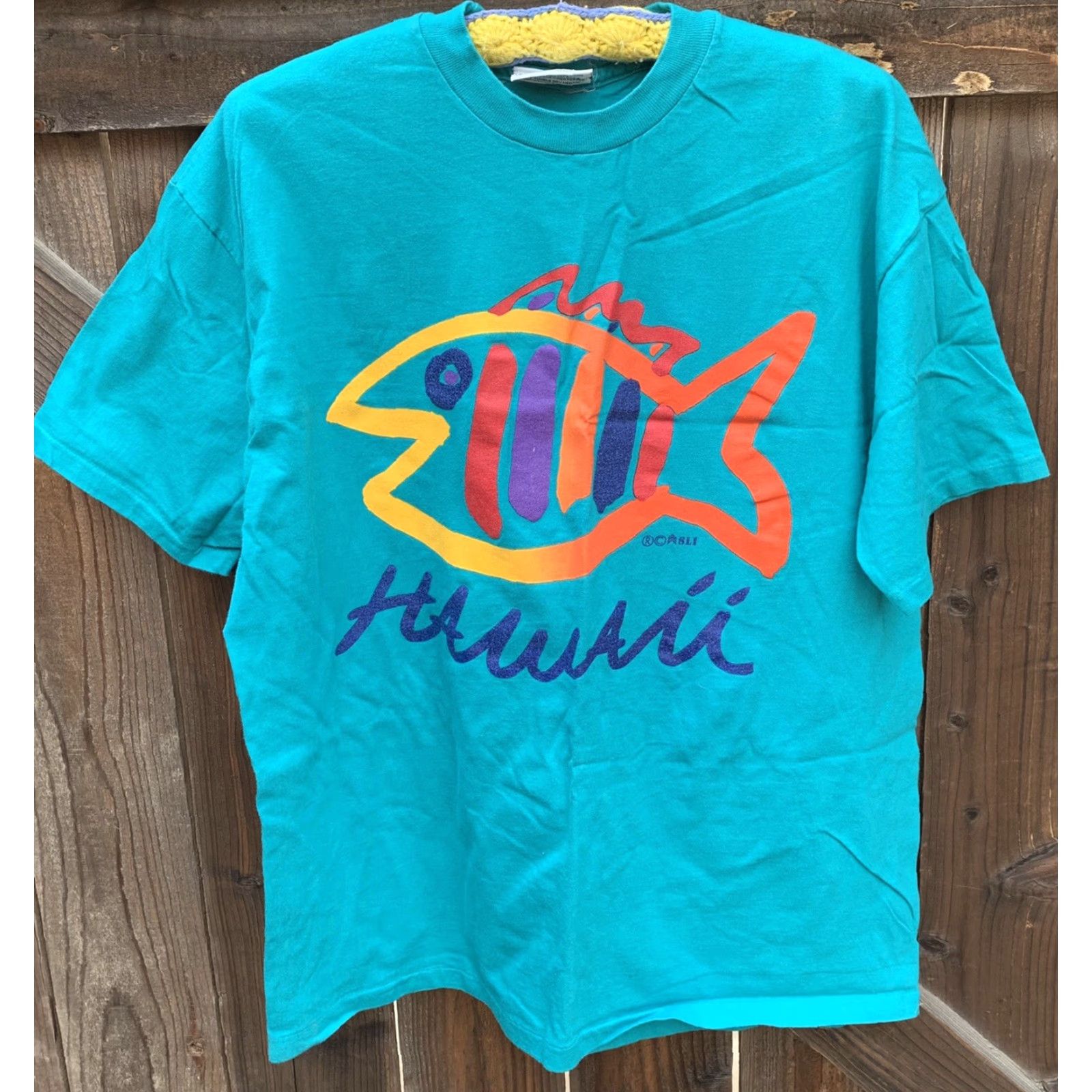 Rainbow VINTAGE Sgt Leisure T Shirt rainbow fish Hawaii single stitch XL 80s 90s 1980s Size US XL / EU 56 / 4 - 7 Thumbnail