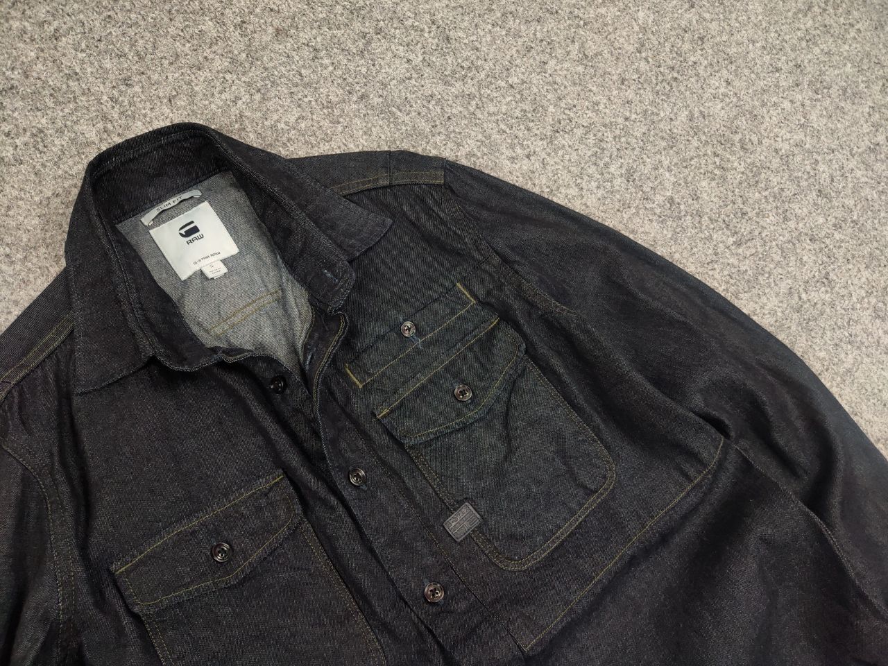 G-Star × Vintage G Star Raw Cpo Slim Dark Blue Denim Shirt Overshirt Pocket Size US S / EU 44-46 / 1 - 7 Thumbnail