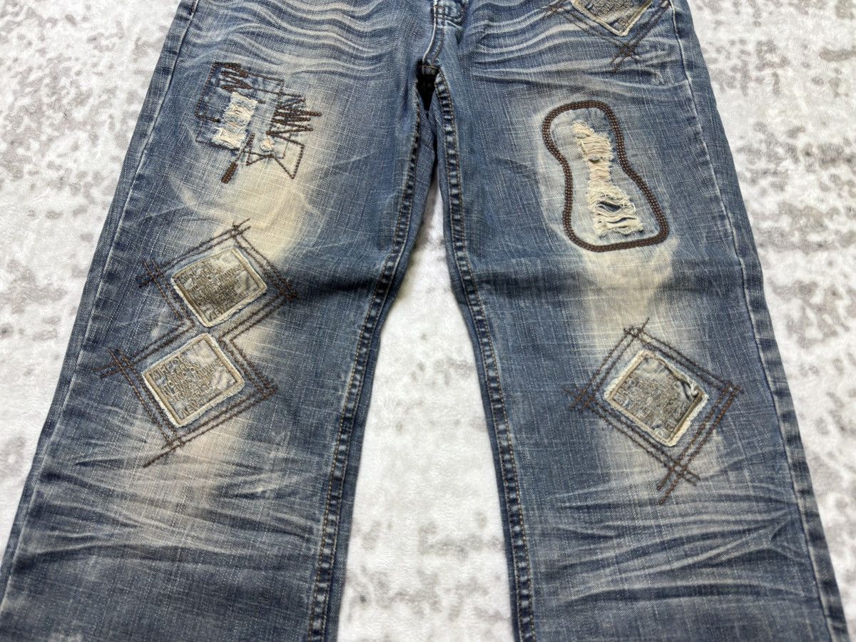 Japanese Brand Zhao Dao Patchwork Mud Washed Denim Y2K Regular Fit Jeans Size US 34 / EU 50 - 7 Thumbnail
