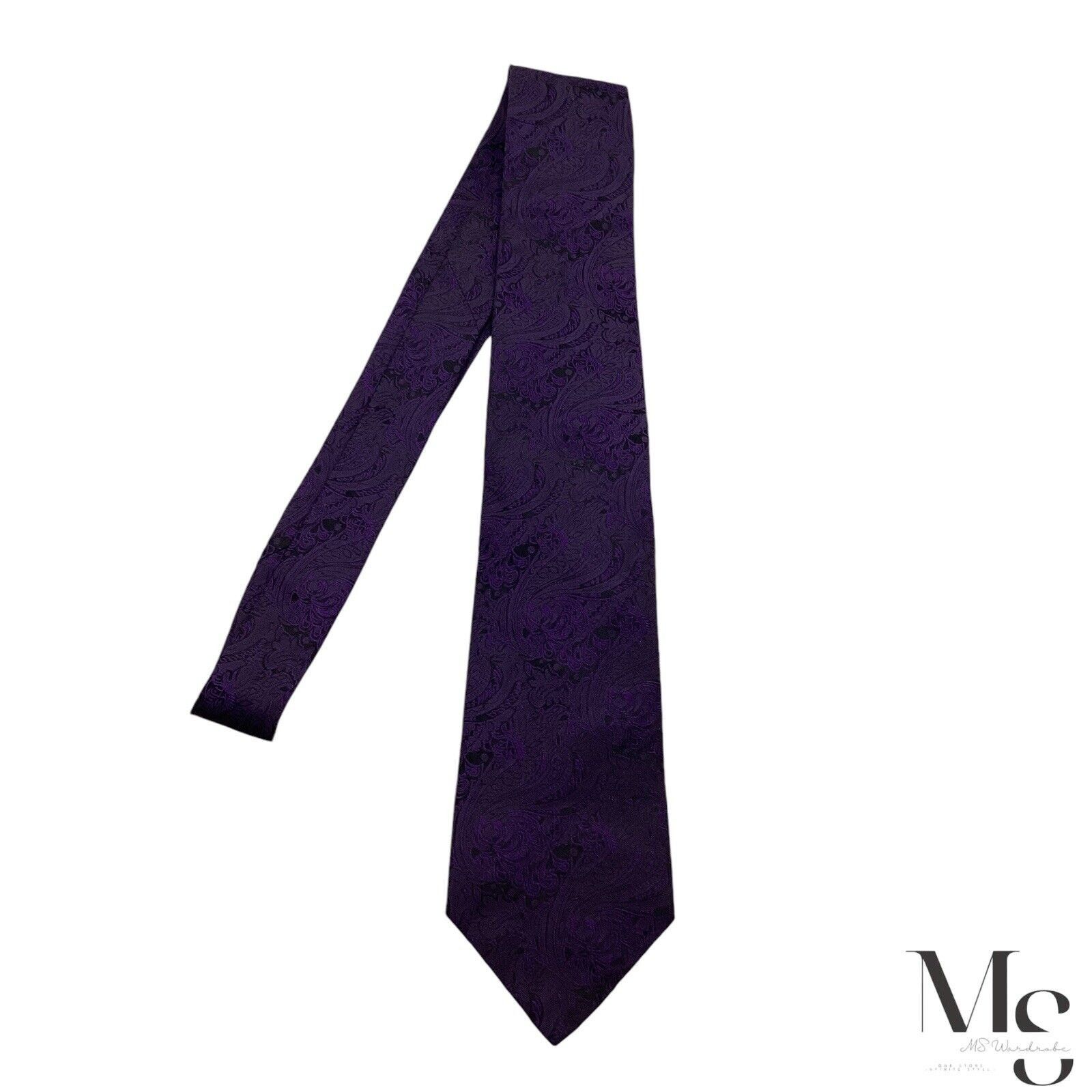 Murano MURANO XL Purple & Black Paisley Silk Tie Hand Made In USA W Size ONE SIZE - 6 Thumbnail