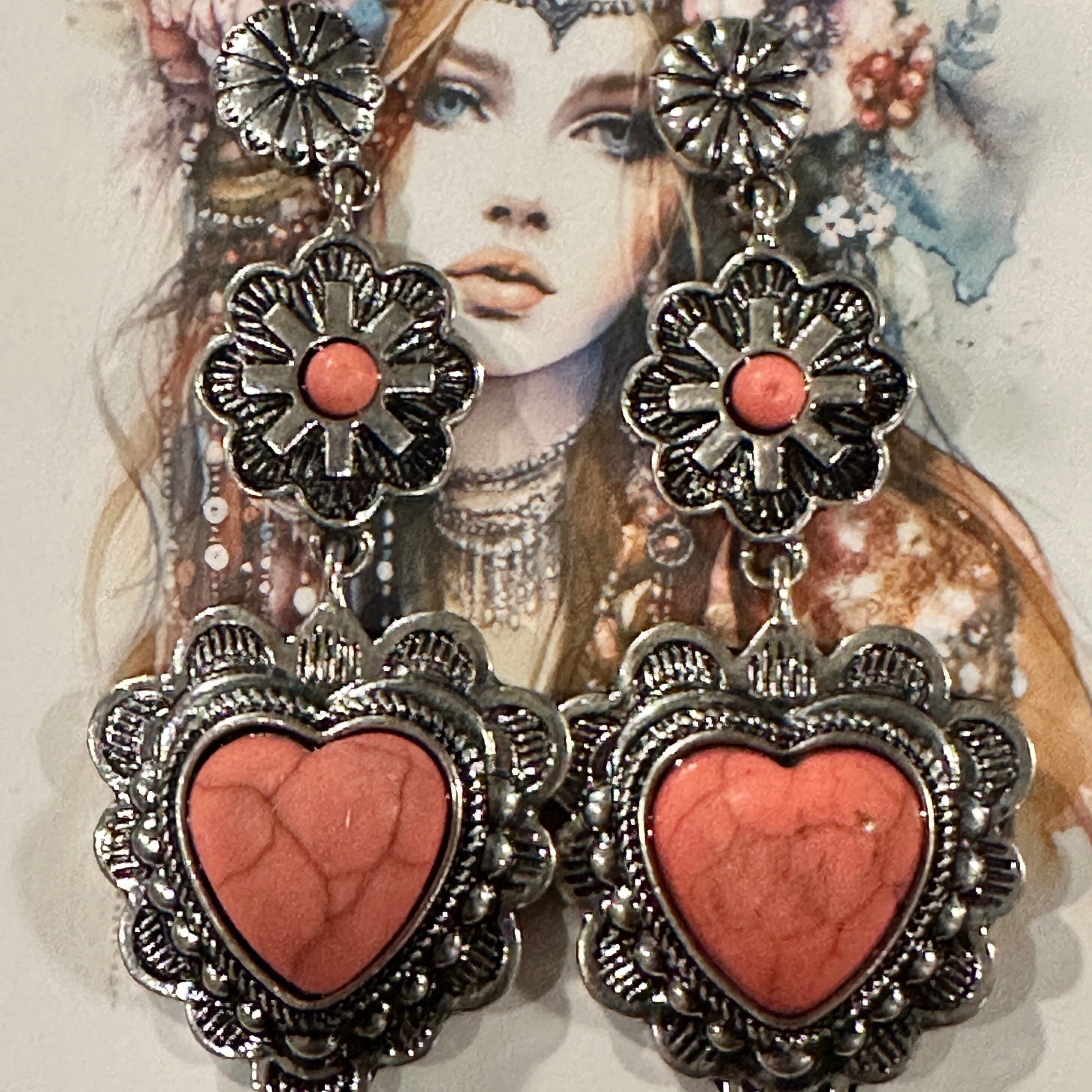 Other Playful Pink Heart Western Charm Earrings Size ONE SIZE - 5 Thumbnail