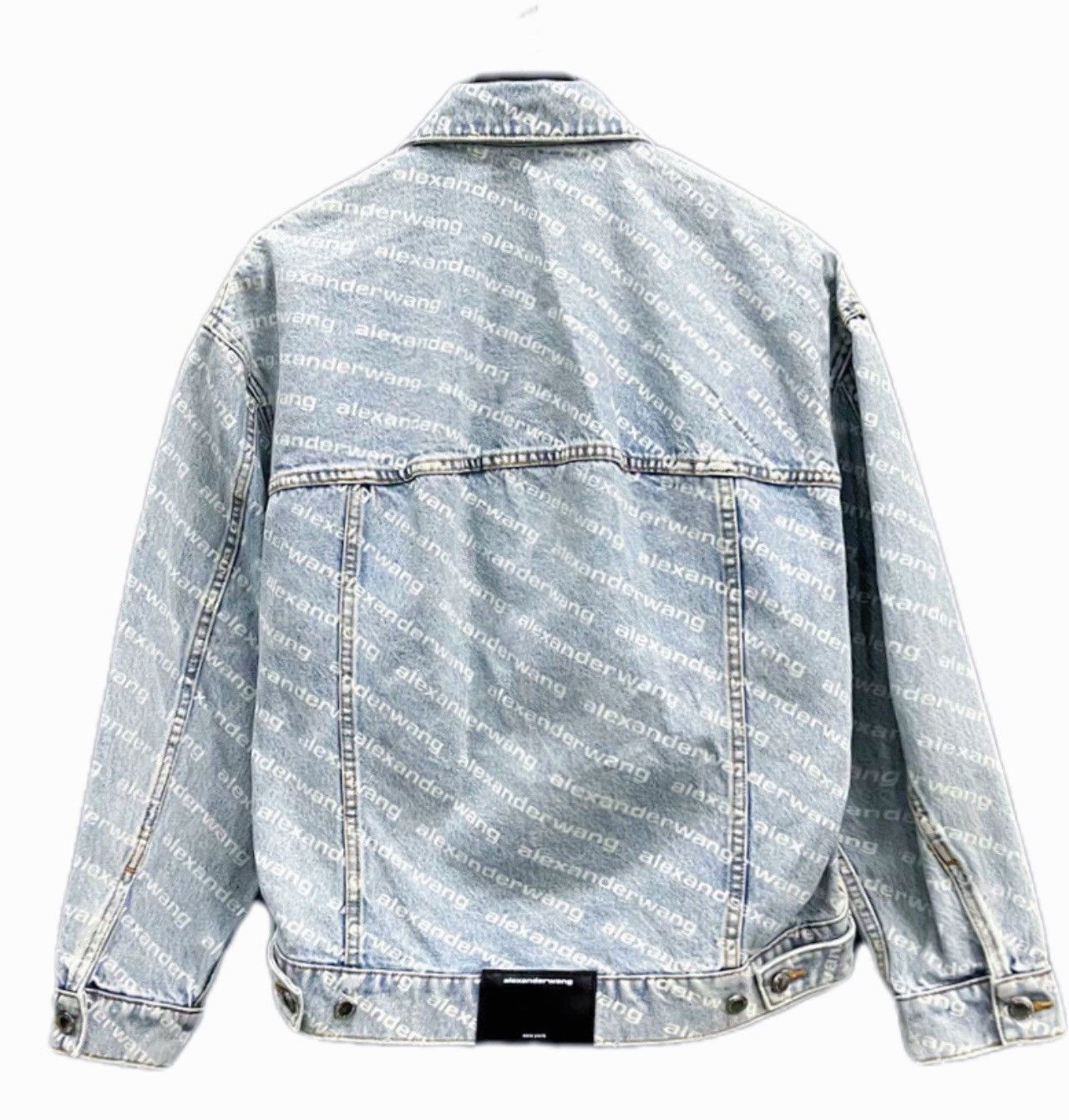 Alexander Wang Alexander Wang Light Blue Logo Denim Jacket (L) Size US L / EU 52-54 / 3 - 2 Thumbnail