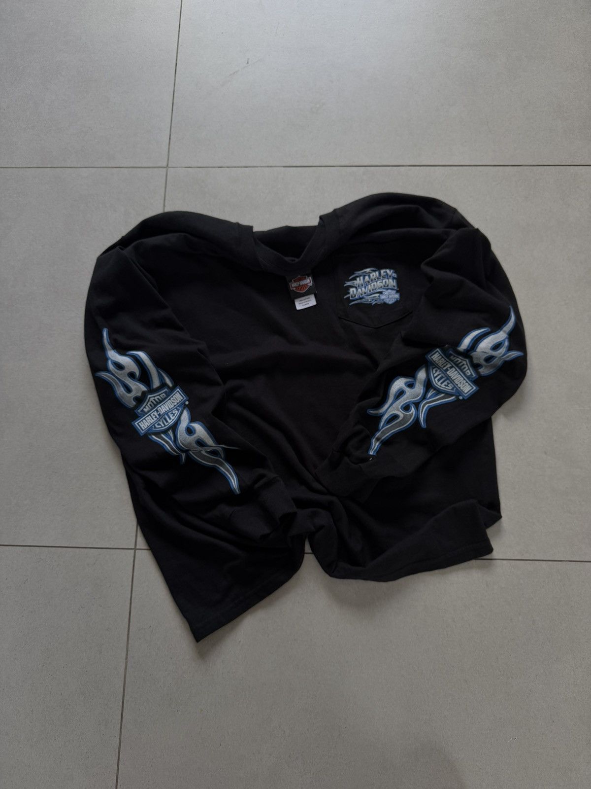 Harley Davidson Harley Davidson Blue Flames INSANE Size US XL / EU 56 / 4 - 3 Thumbnail