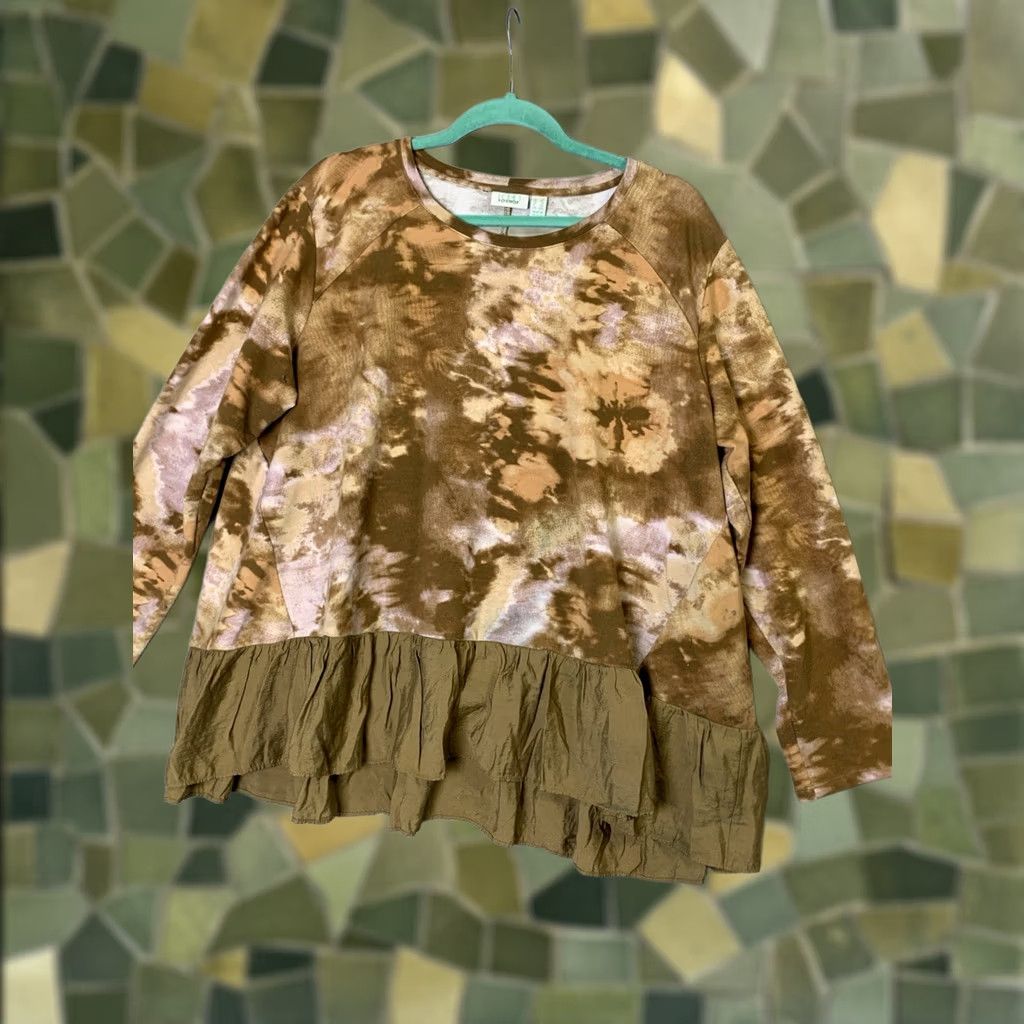 Vintage LOGO Lori Goldstein Tunic 1X Tie Dye Boho Tiered Contrast Trim Lounge Women's Size XL / US 12-14 / IT 48-50 - 1 Thumbnail