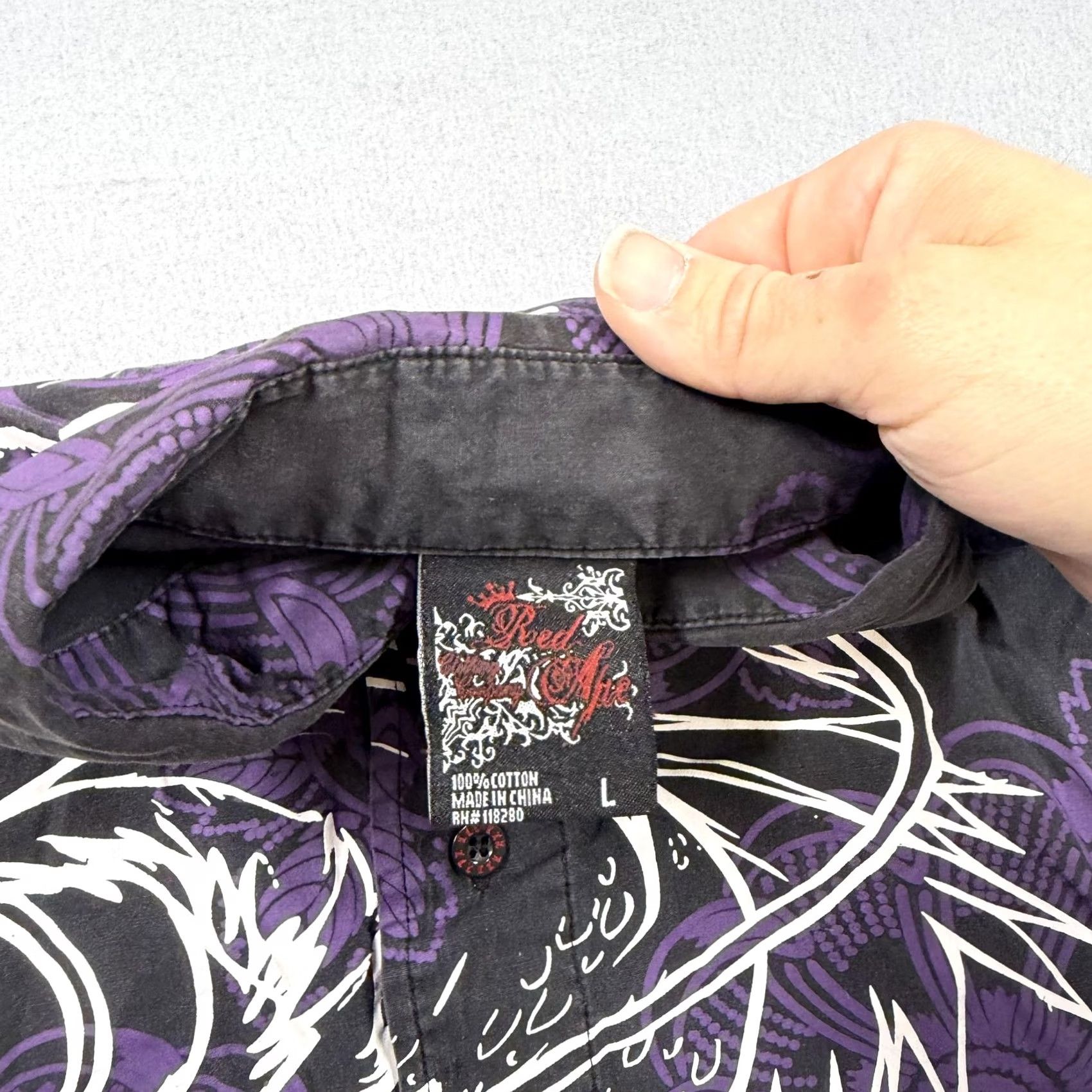 CO Red Ape Jean Co Shirt Mens L Black Dragon Kabuki Graphic Print Button-Up Vintage No Size US L / EU 52-54 / 3 - 3 Thumbnail