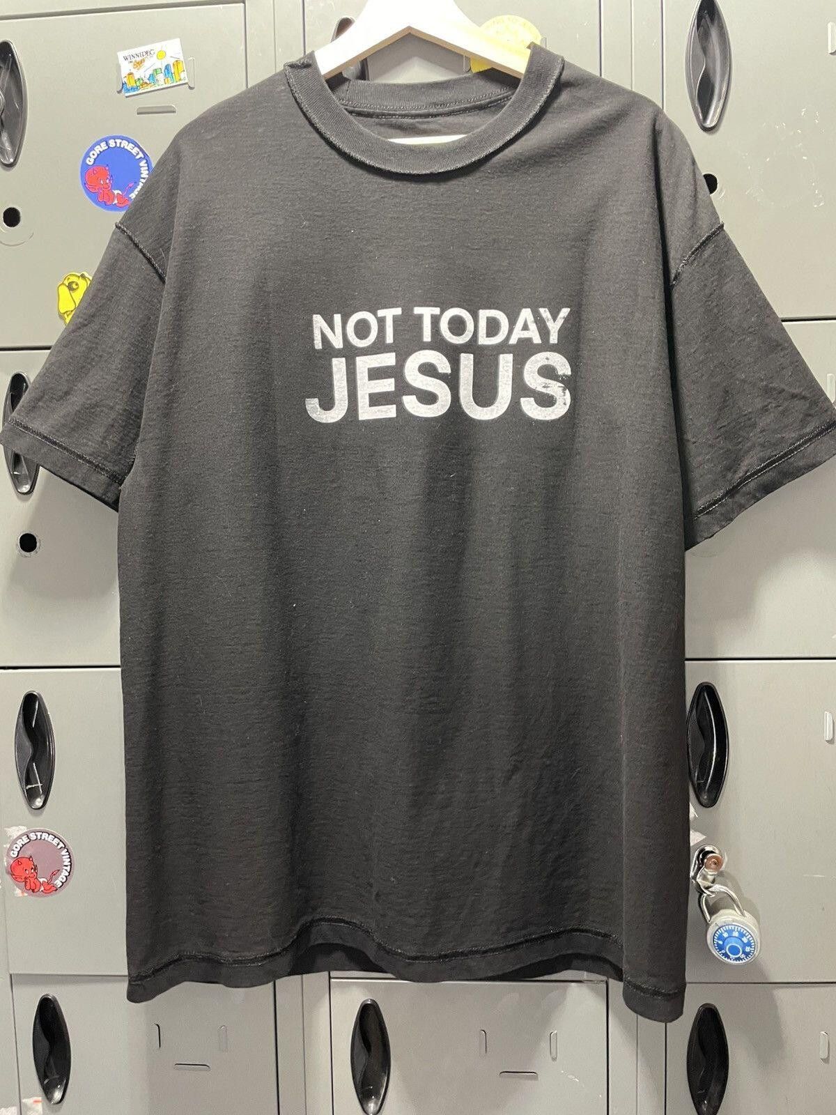 Vintage NOT TODAY JESUS inside out black tee Size US XL / EU 56 / 4 - 1 Thumbnail