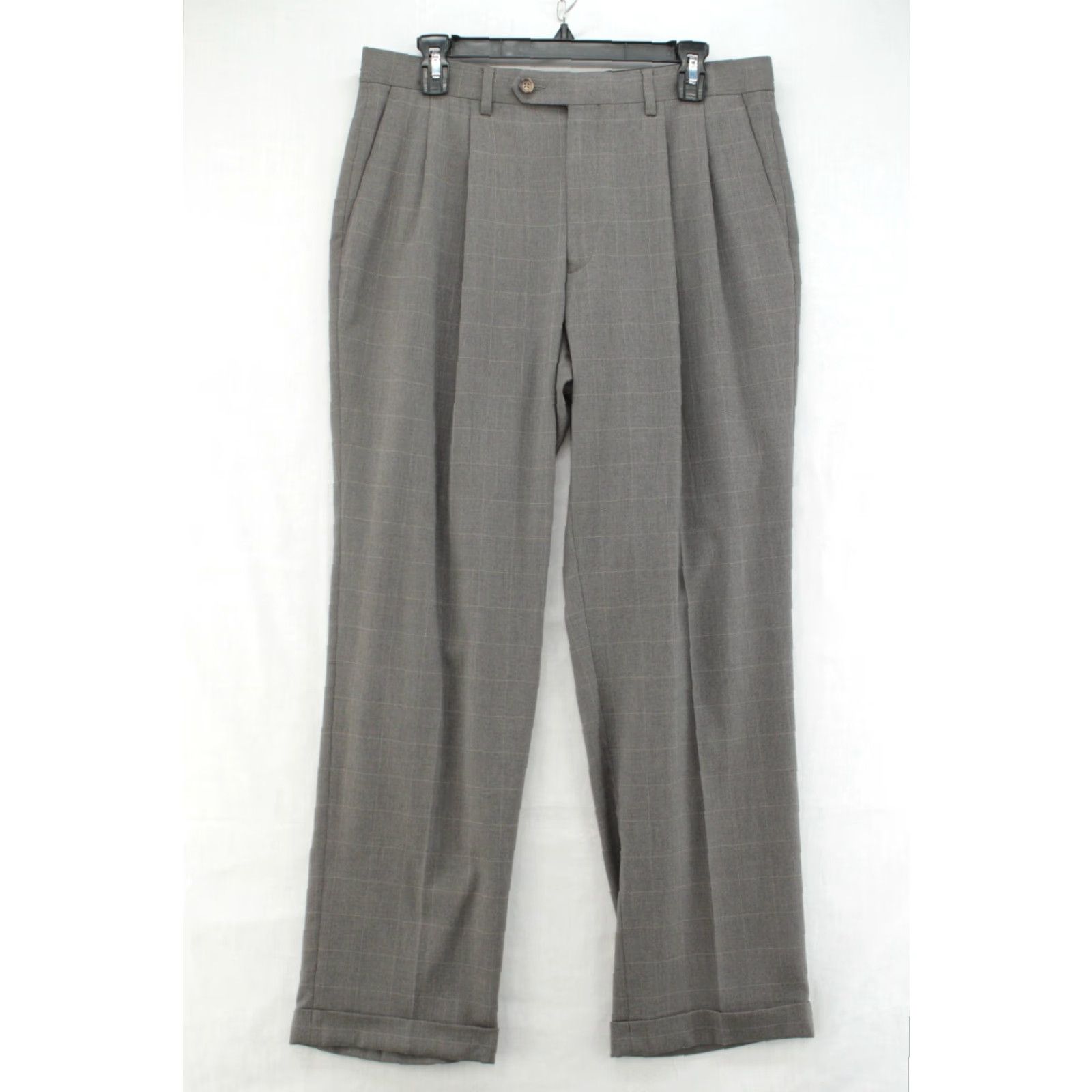 Polo Ralph Lauren Ralph Lauren Pants Mens 34x30 Gray Plaid Windowpane Cuffed Preppy Office Casual Size US 34 / EU 50 - 2 Thumbnail