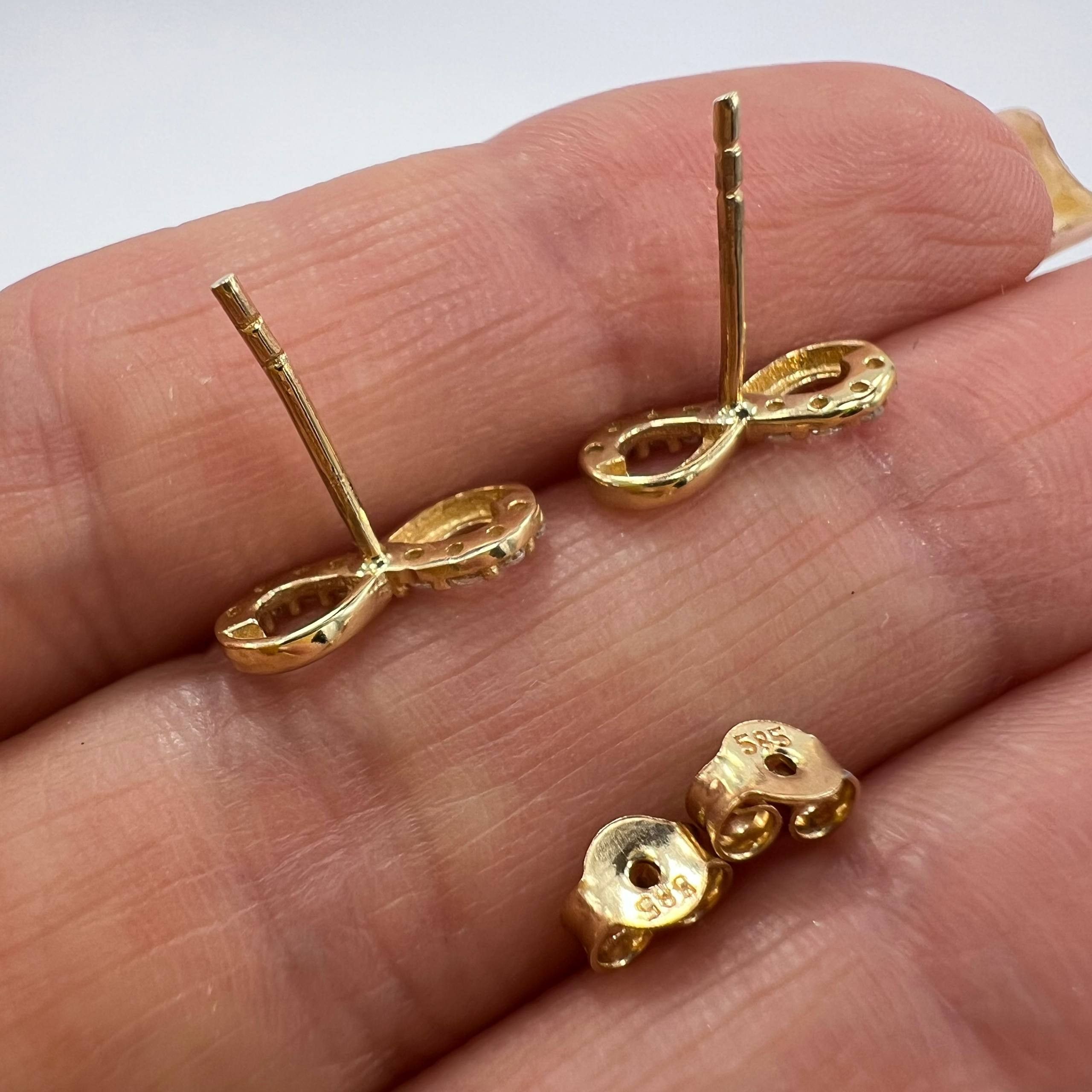Other 14K Solid Gold Infinity Necklace & Stud Earrings Set 2.8g Size ONE SIZE - 8 Thumbnail