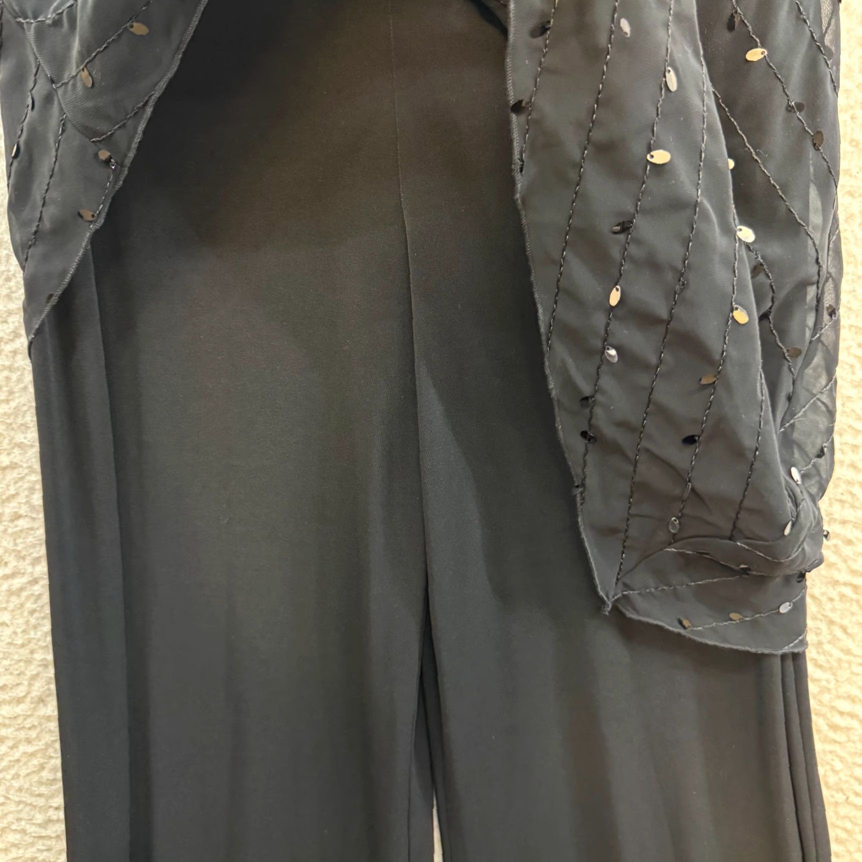 Vintage VINTAGE Y2K Strapless Jumpsuit 2 Piece Set Black Sequin Wide Leg Jumpsuit Medium Large Size 36" / US 14 / IT 50 - 4 Thumbnail