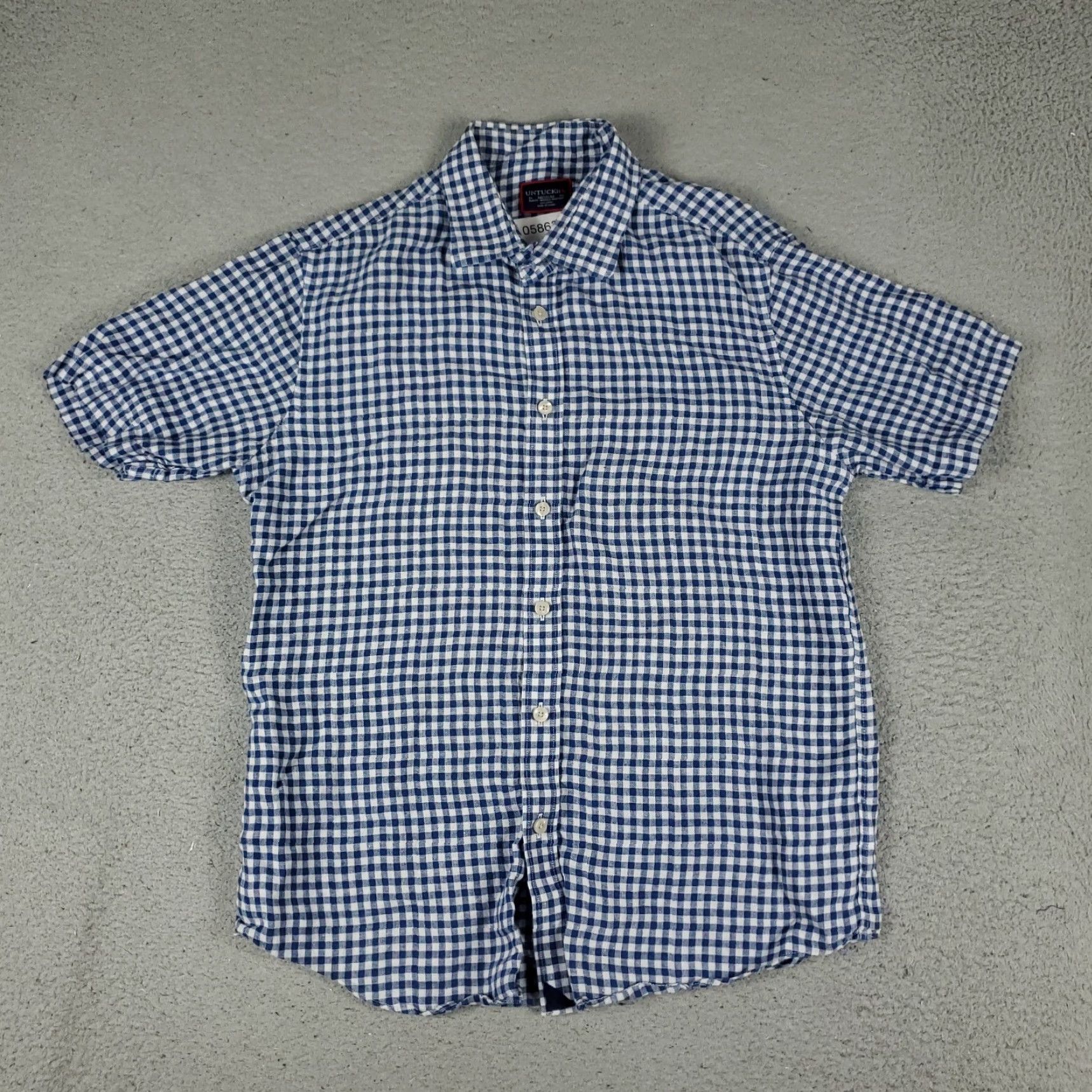 UNTUCKit UNTUCKit Shirt Mens M Blue Check Linen Slim Fit Button Up Short Sleeve Shirt Mens Medium Blue Check Linen Slub Modern Preppy UNTUCKit Mens Size US M / EU 48-50 / 2 - 2 Thumbnail