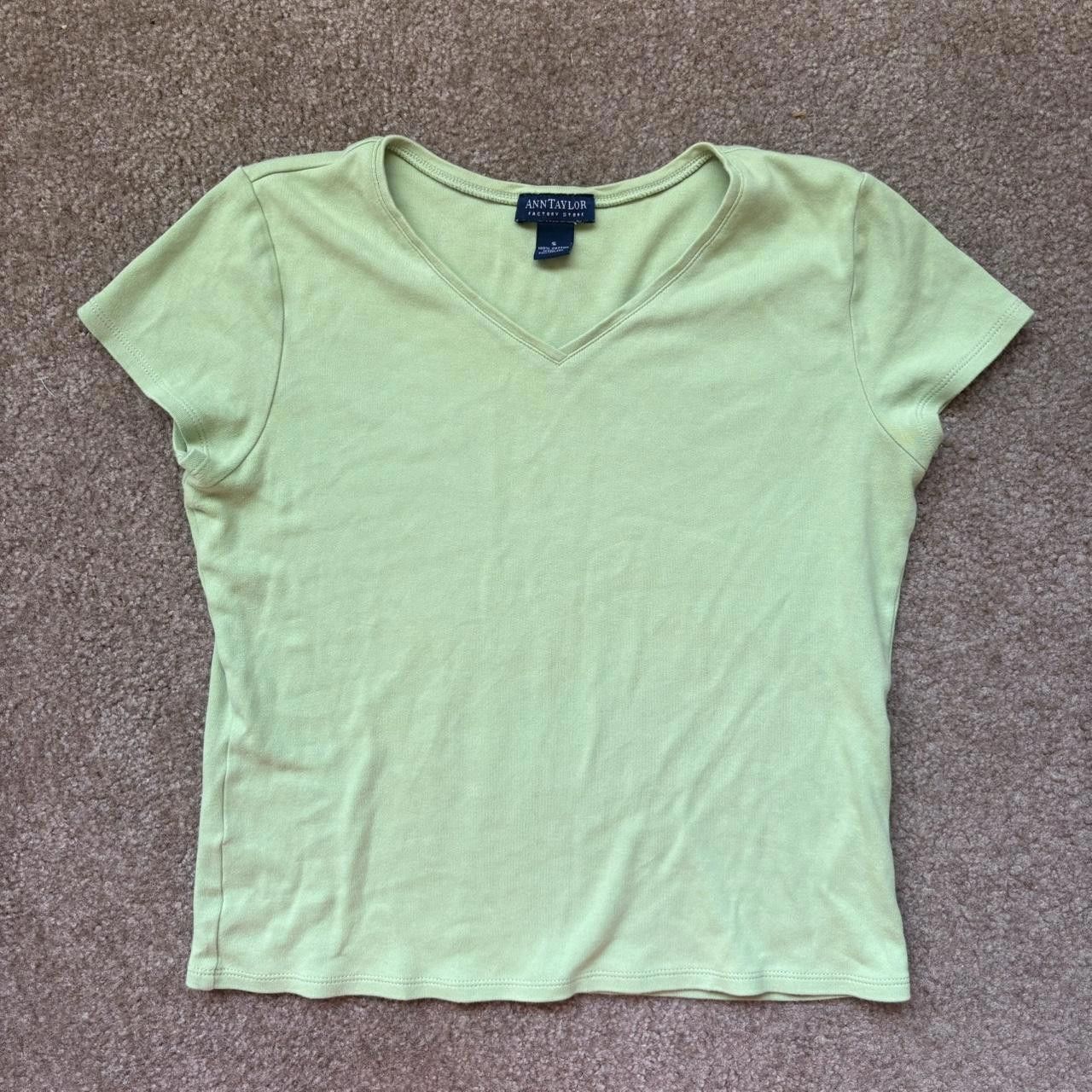 Ann Taylor Ann Taylor Light Green V-Neck Size S / US 4 / IT 40 - 2 Thumbnail