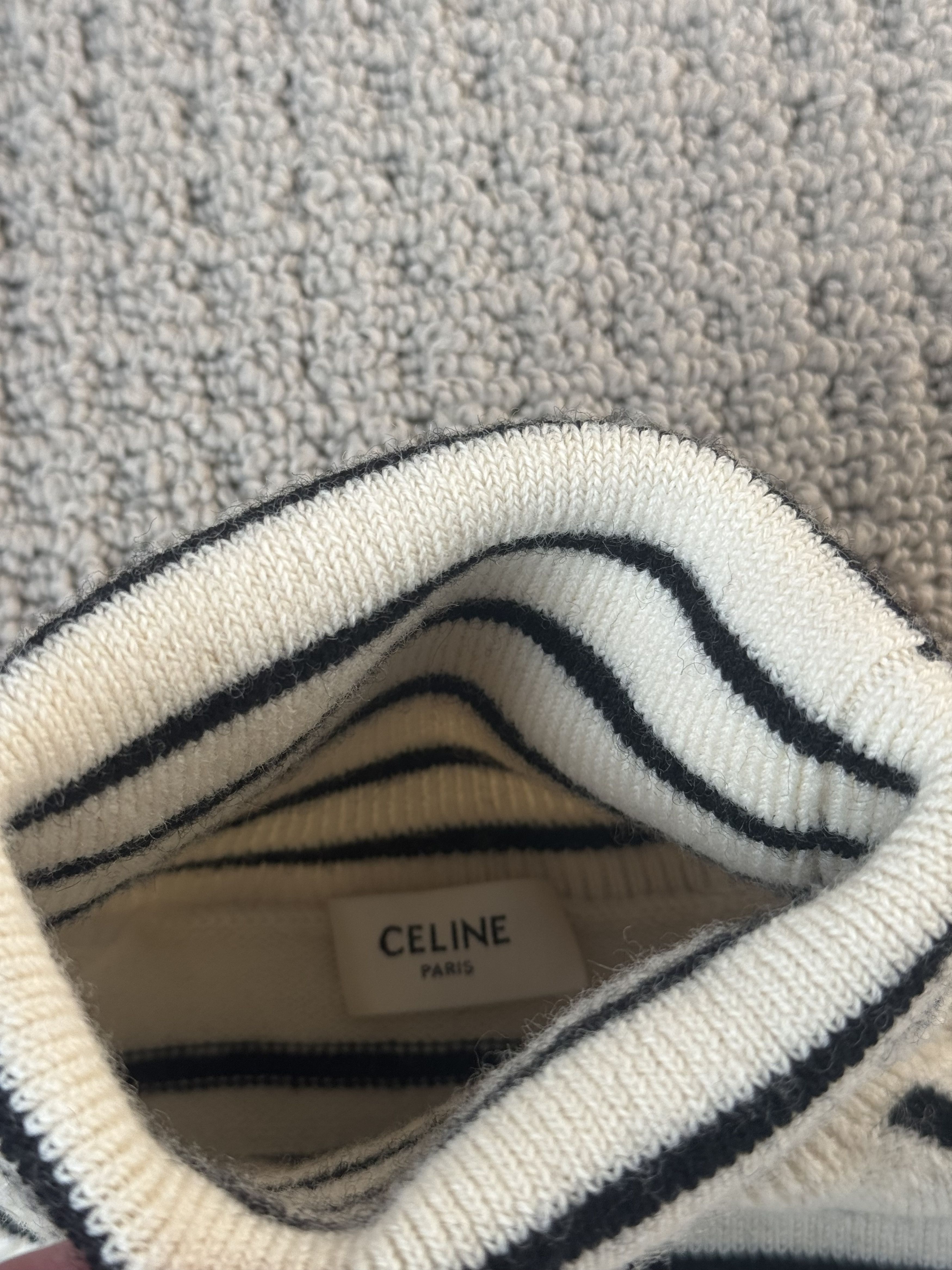 Celine FW19 Cream/Black Turtleneck Sweater Size US S / EU 44-46 / 1 - 3 Thumbnail