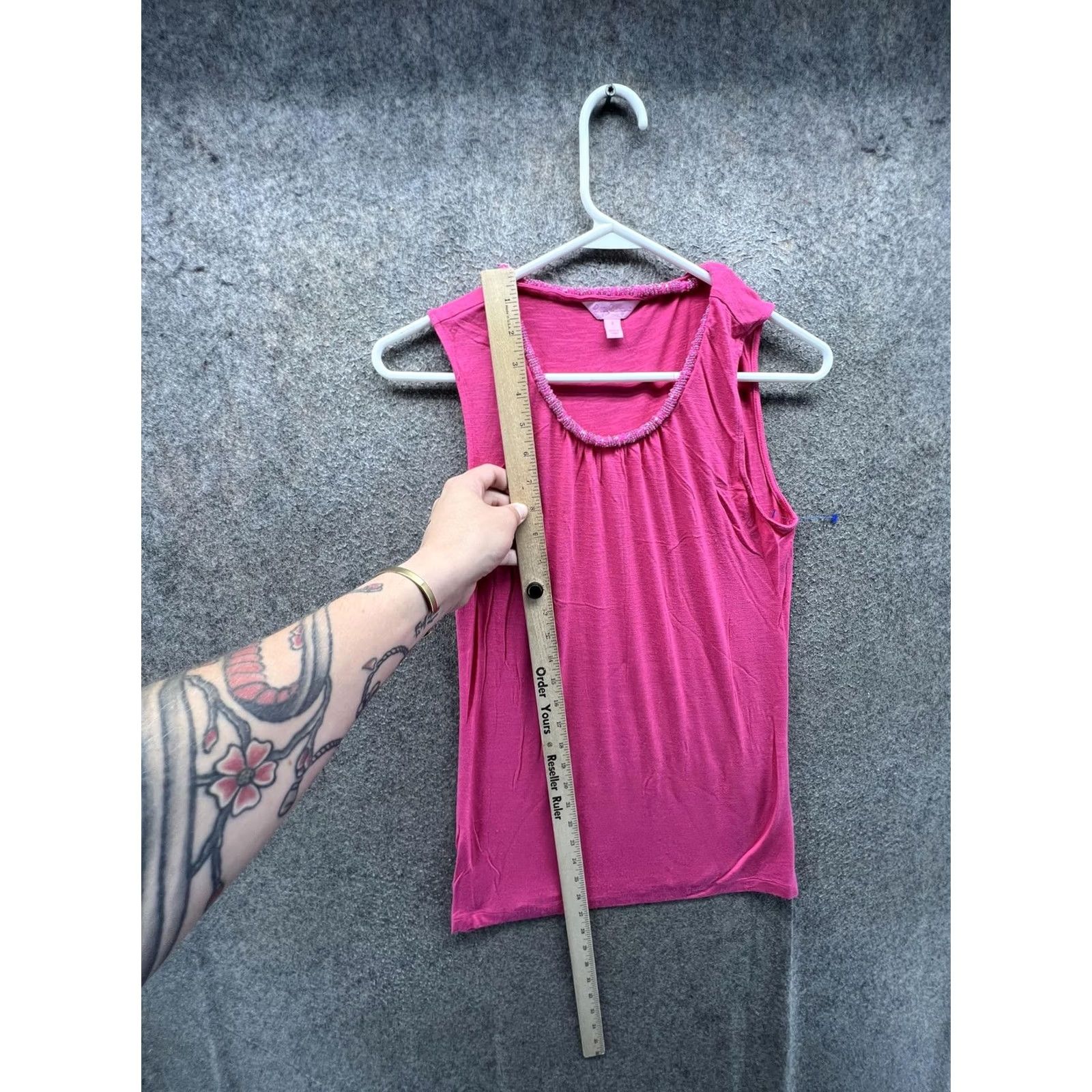 Lilly Pulitzer Lilly Pulitzer Tank Womens Small Beaded Scoop Neck Sleeveless Jersey Pink Tank Top Womens Small Beaded Scoop Neck Sleeveless Jersey Pink Size S / US 4 / IT 40 - 3 Thumbnail