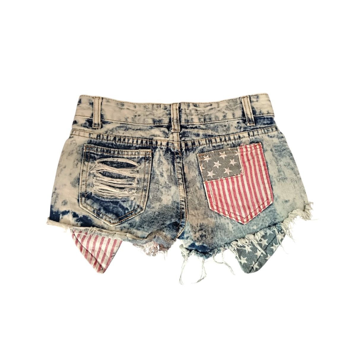 Japanese Brand × Vintage Vintage Y2k USA flag denim shorts🇺🇸 Size 27" / US 4 / IT 40 - 1 Thumbnail