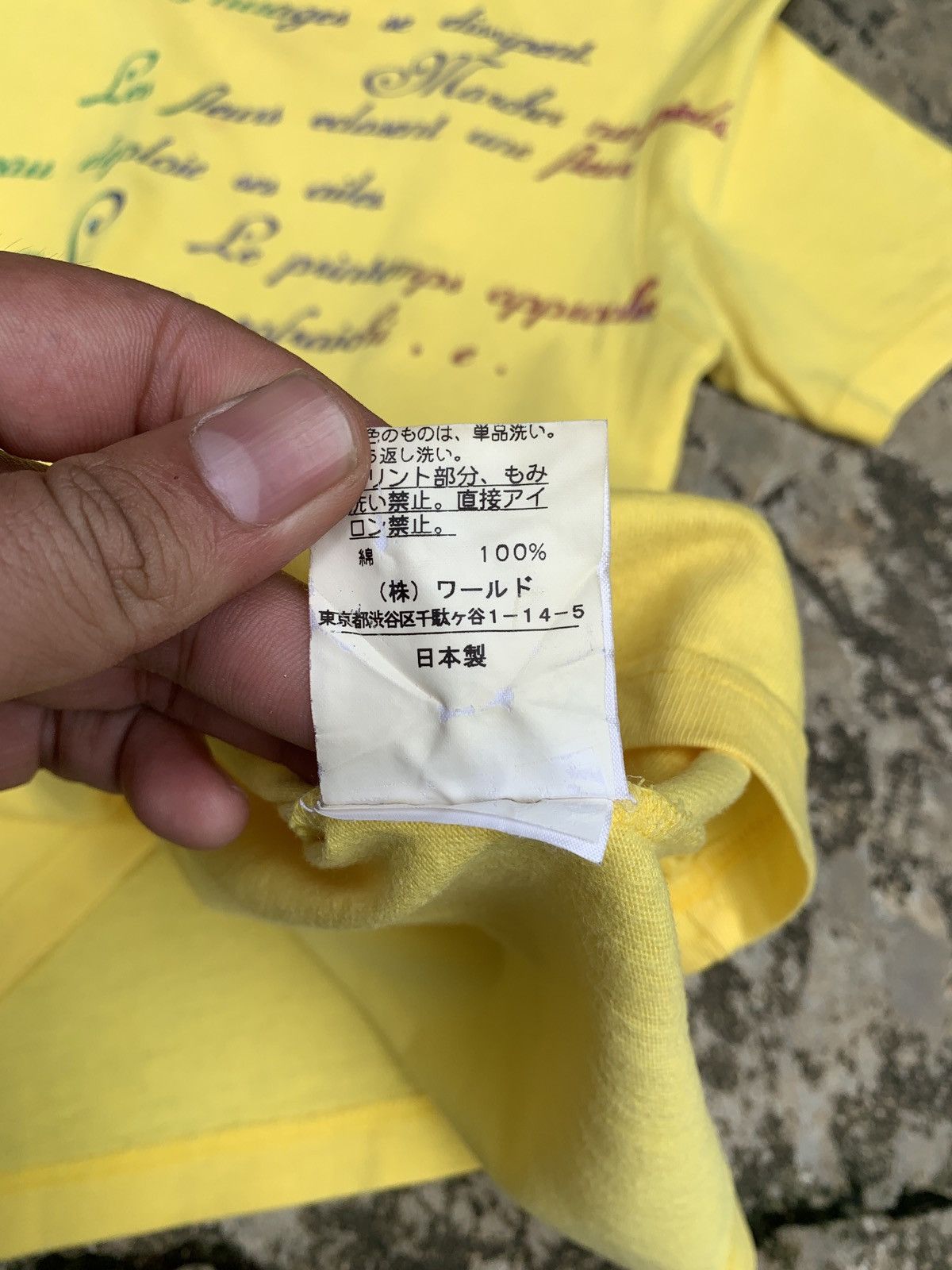 Japanese Brand × Takeo Kikuchi 2000s Takeo Kikuchi Japan Yellow France Poem Graphic Top Size M / US 6-8 / IT 42-44 - 8 Thumbnail