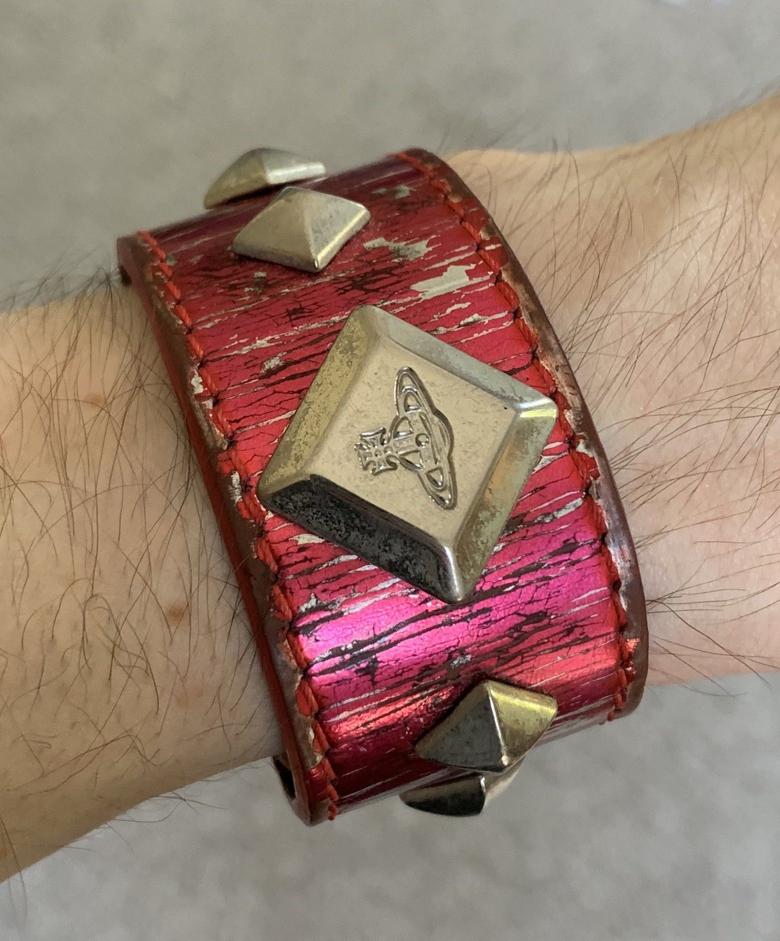 Vivienne Westwood Vivenne Westwood Studded Metallic Leather Orb Bracelet Size ONE SIZE - 1 Thumbnail
