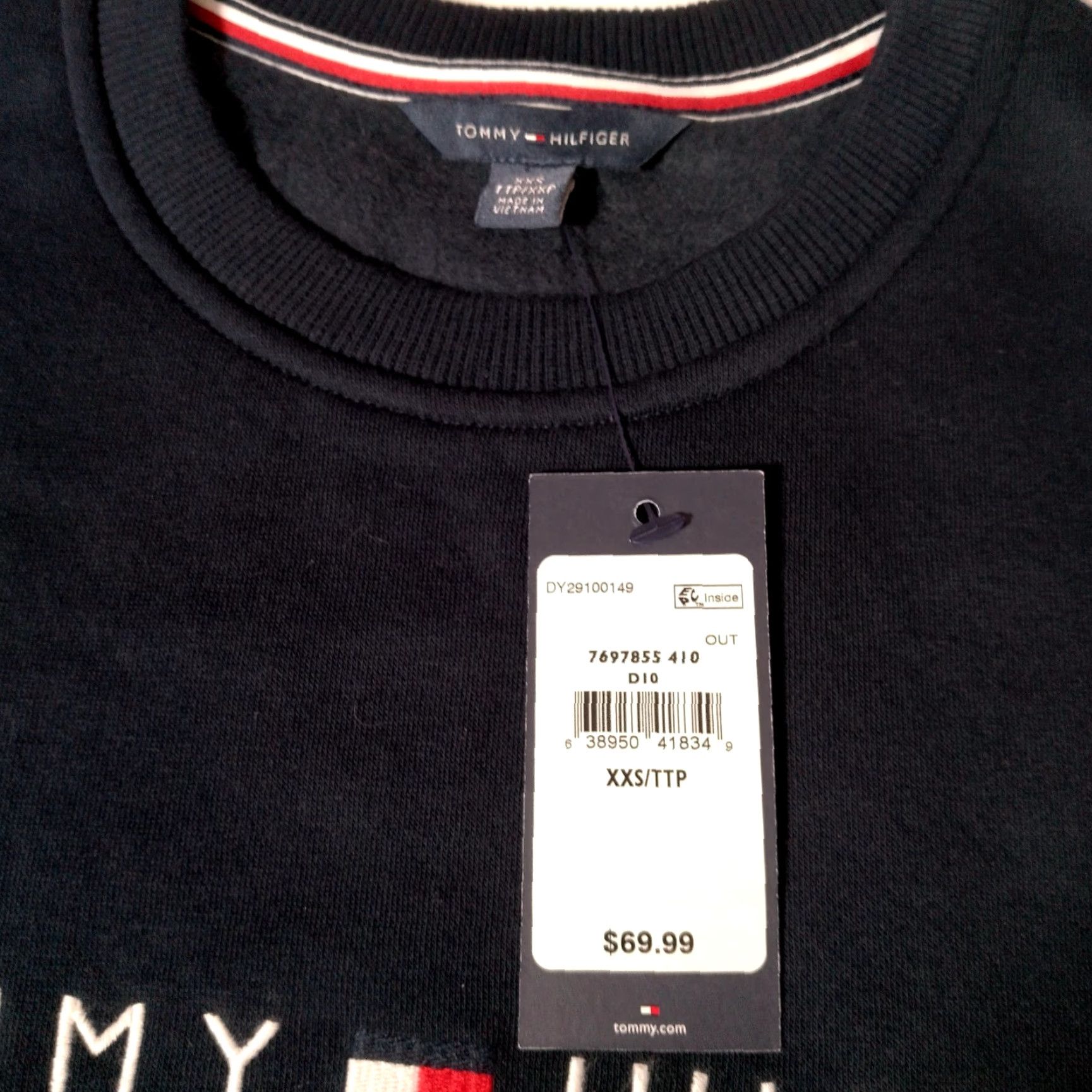Tommy Hilfiger Tommy Hilfiger Sweatshirt Women XXS Navy Blue Embroidered Crew Neck Preppy New Size XXS / US 00 / IT 34 - 7 Thumbnail