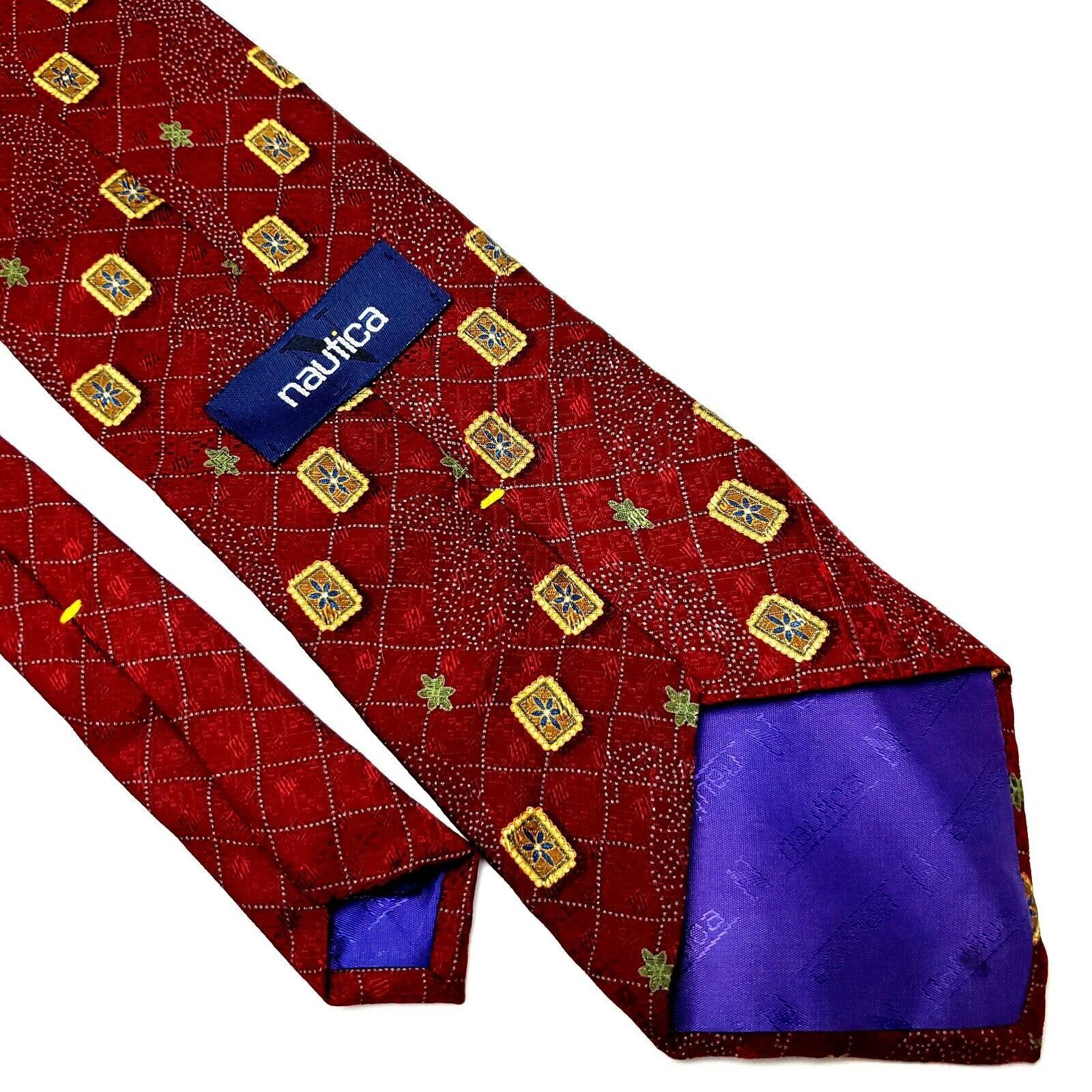 Nautica Nautica Silk Tie Print Abstract Red Short Wide Size ONE SIZE - 5 Thumbnail