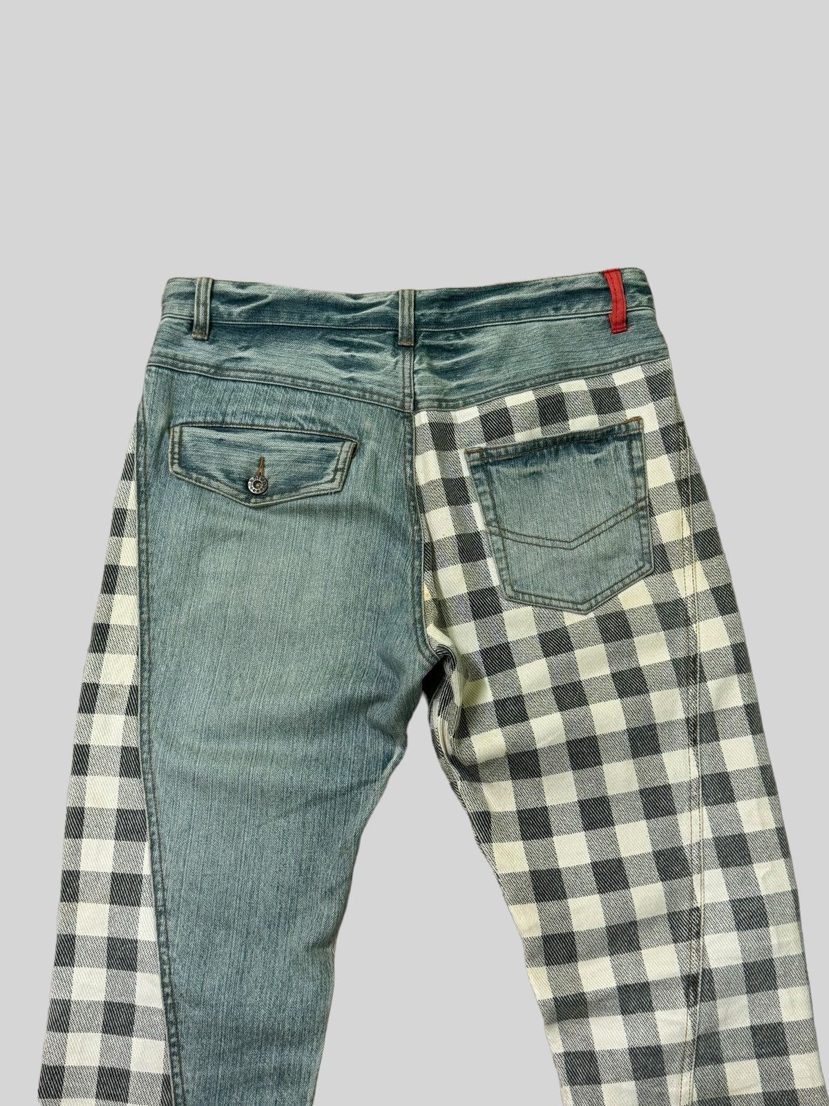 Japanese Brand VINTAGE CANTWO RECONSTRUCTED PLAIDS DENIM JEANS Size US 31 - 10 Thumbnail
