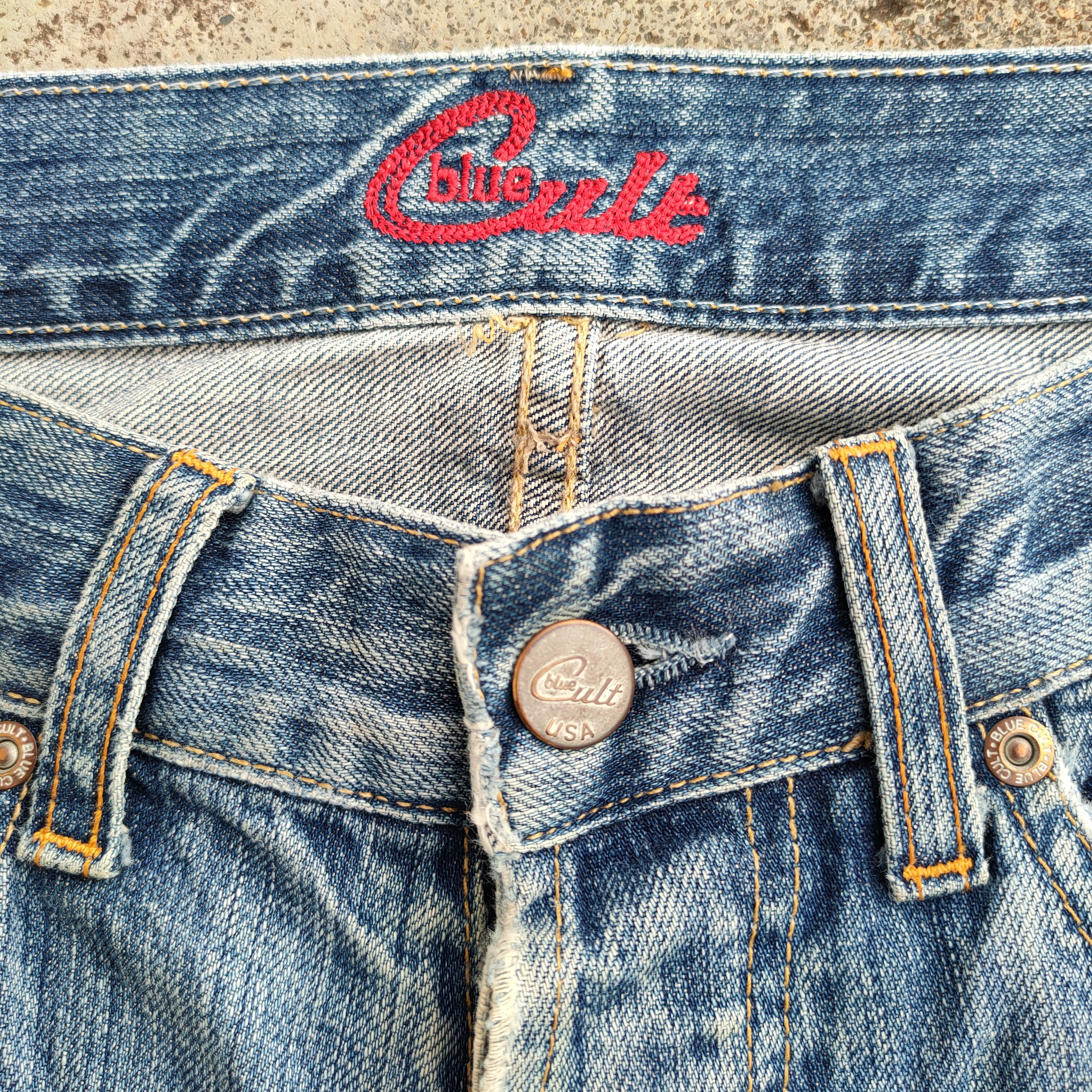 Japanese Brand W31 vtg blue cult flare button fly denim jeans pants Size US 31 - 7 Thumbnail