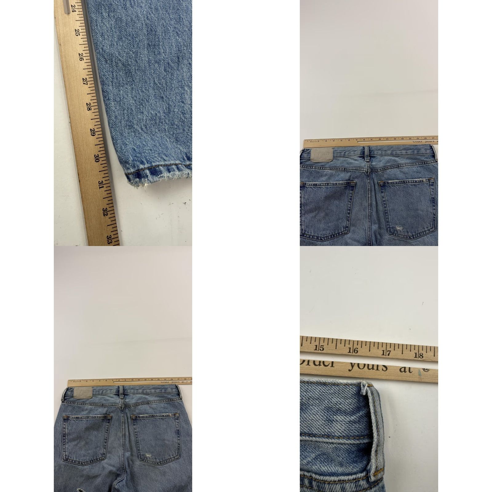 Everlane EVERLANE Light Wash Straight Jeans Womens 31x30.5 Distressed Organic Cotton Button Fly Size 24" / US 00 / IT 34 - 8 Thumbnail