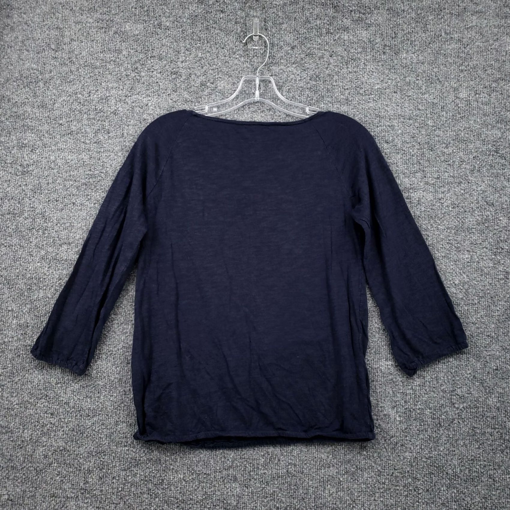 Lucky Brand Lucky Brand Blouse Womens XS Blue Top Lace Sleeve Round Neck Cotton Blend Size XS / US 0-2 / IT 36-38 - 2 Thumbnail