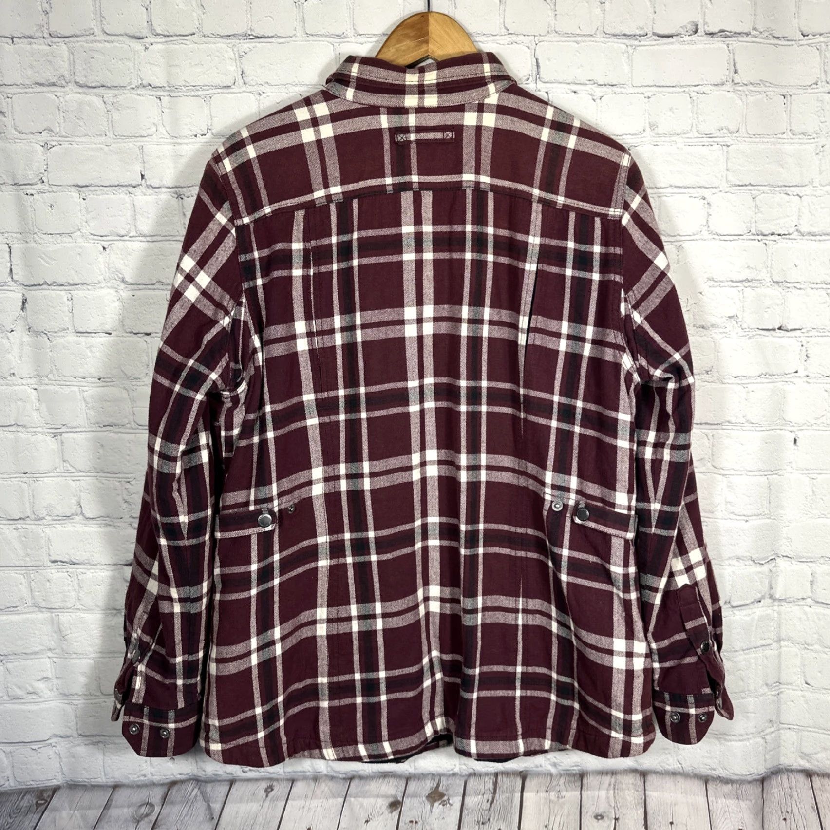 Vintage Duluth Shacket Women L Plaid Flannel Shirt Jacket Burgundy Lined Polyester Snap Collared Pockets Casual Workwear Logo Vintage No Size L / US 10 / IT 46 - 4 Thumbnail