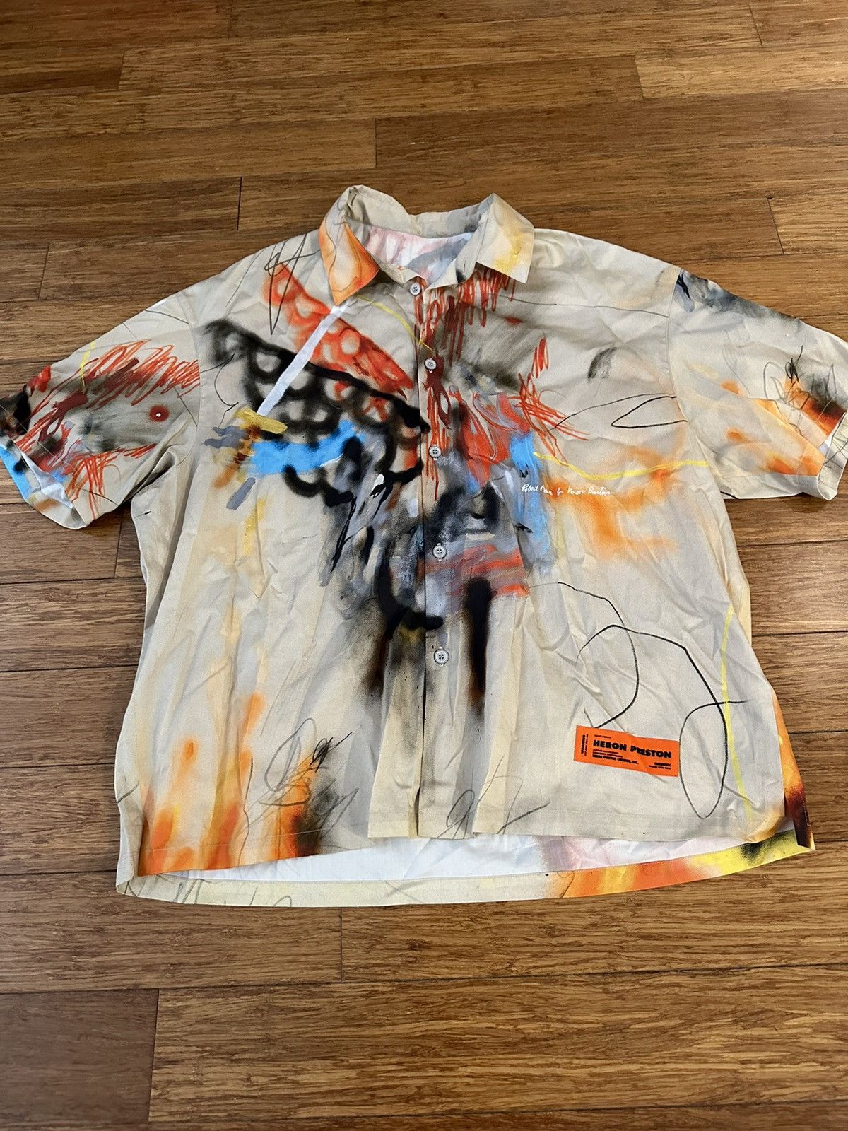 image of Heron Preston Robert Nava Baseball Shirt in Orange, Men's (Size 2XL)