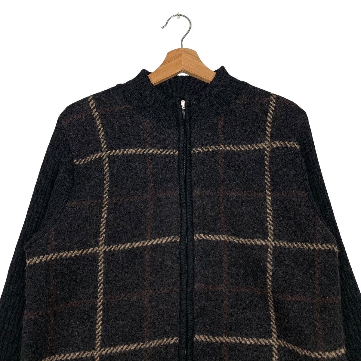Japanese Brand GIVORS Checked Tartan Wool Jacket Knitted Sleeve #0099-C6 Size US L / EU 52-54 / 3 - 3 Thumbnail